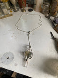 Moss Agate Pendulum Necklace with Quartz image 0