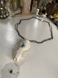 Mink Skull with Inverted Cross and Eye Necklace image 0