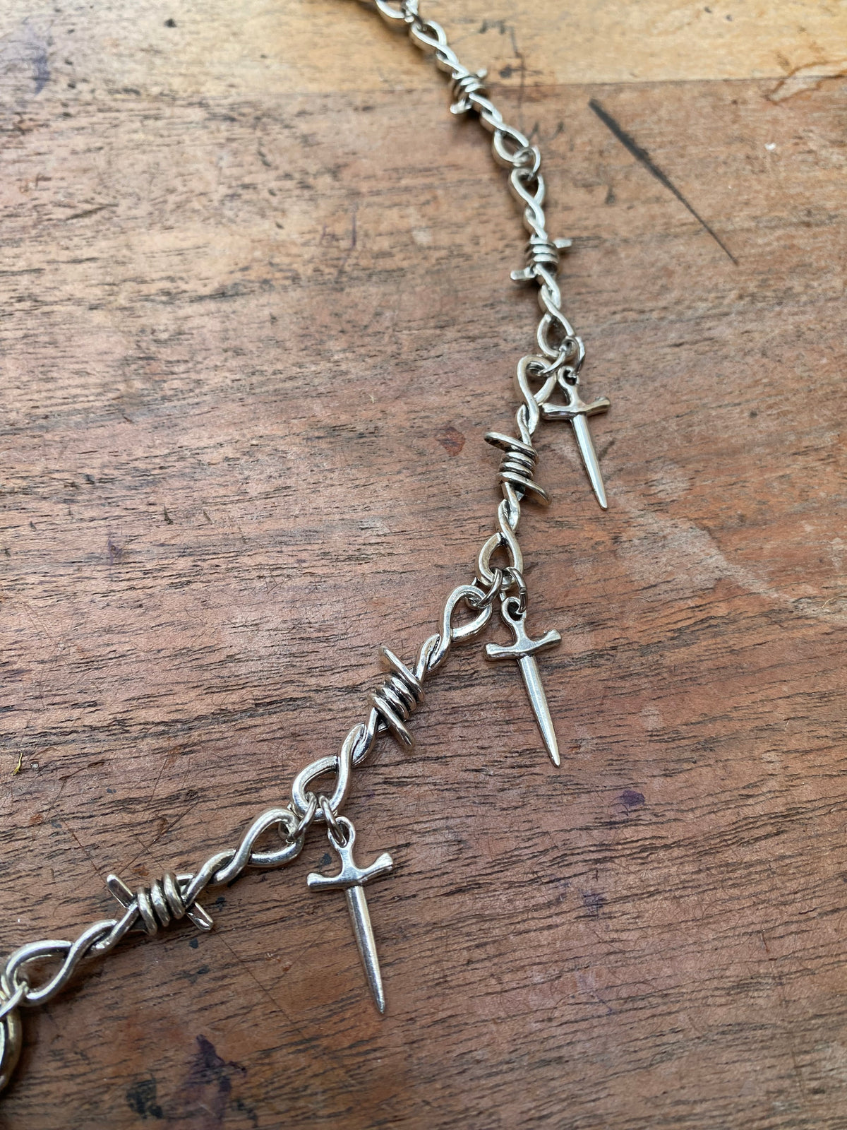 Sword and Barbed Wire Necklace