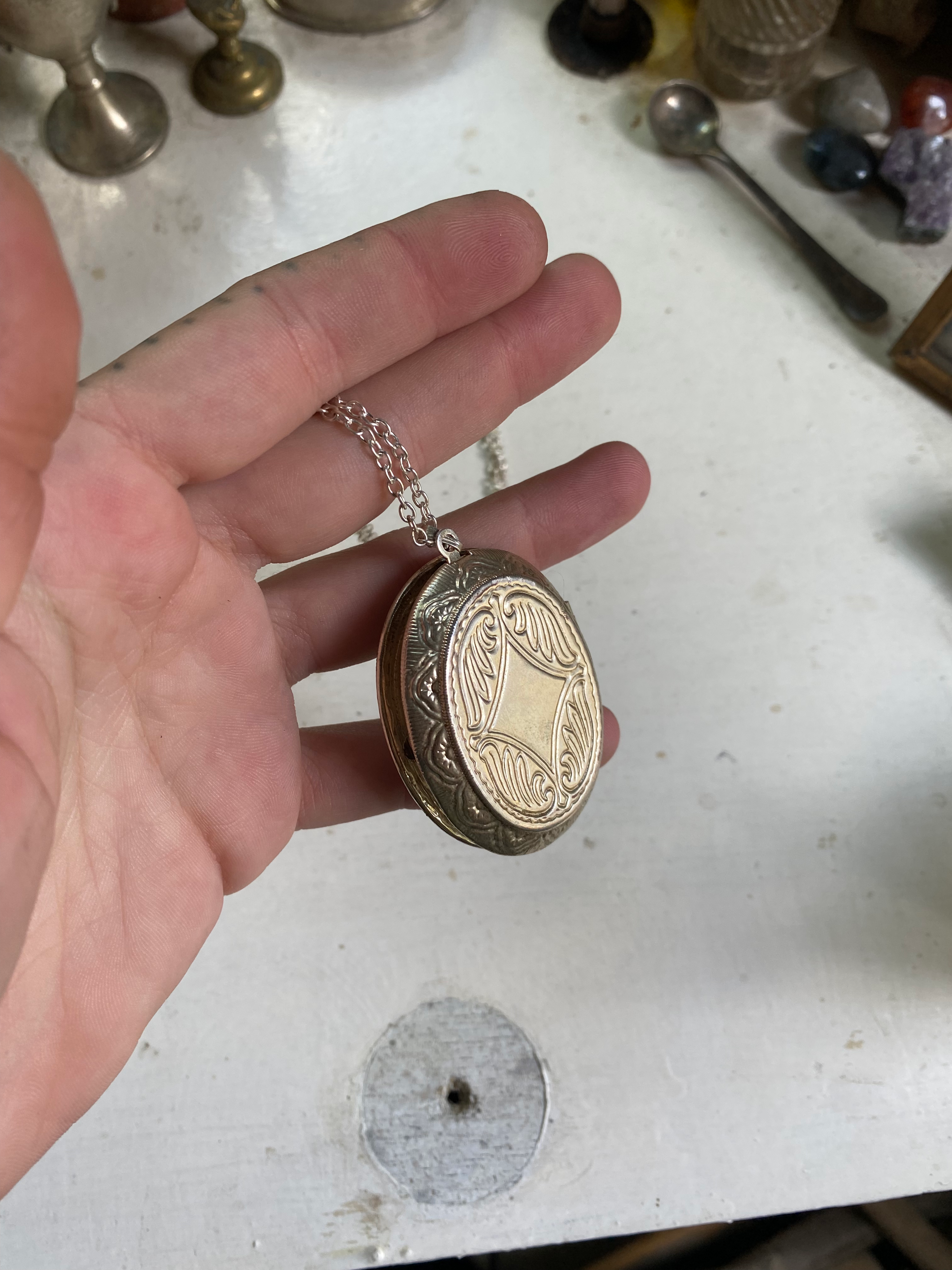 Beetle Locket with Mirror Necklace image 4