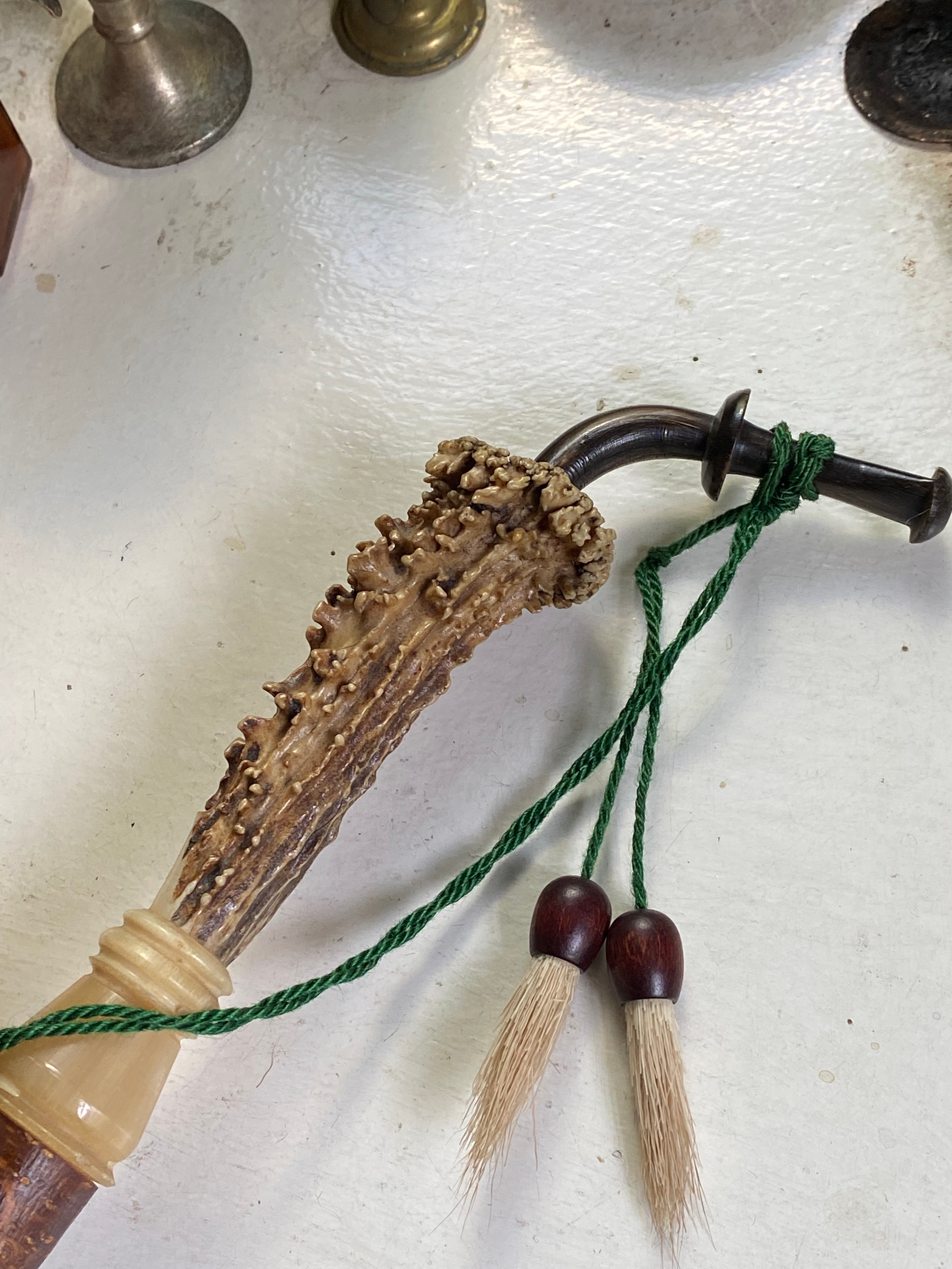 Antler Smoking Pipe with Deer Carving image 3