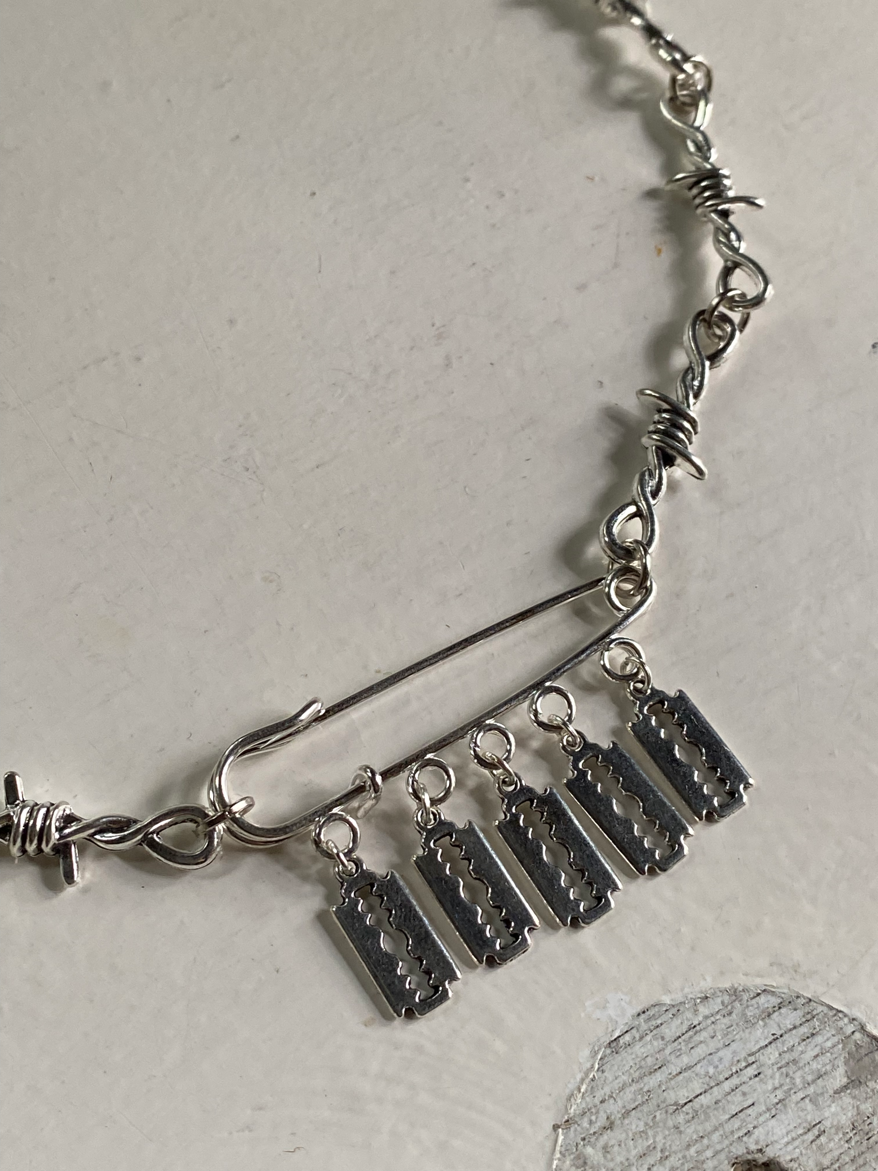 Barbed Wire and Razor Blades Necklace image 1