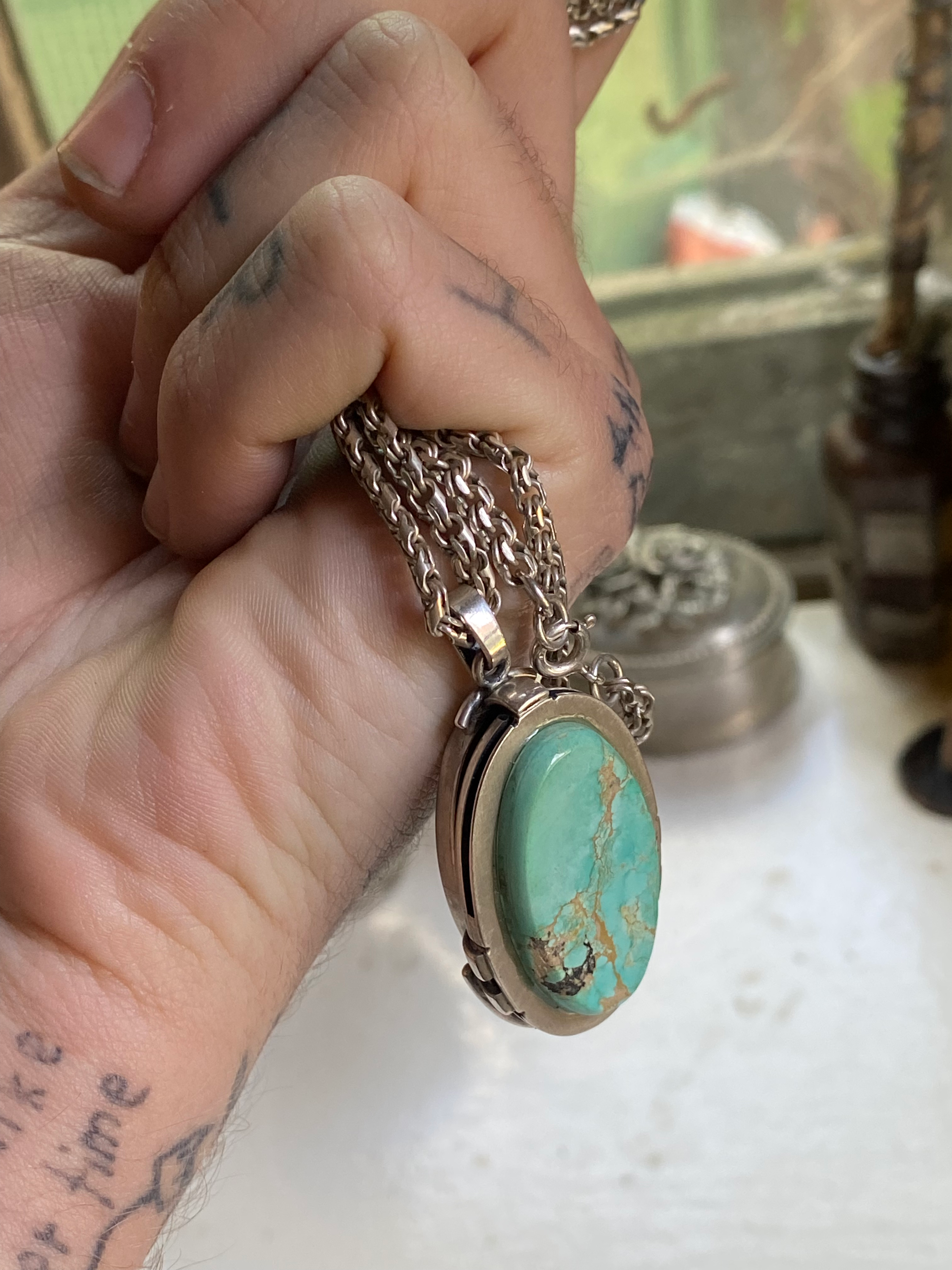 Vial in Turquoise and Sterling Silver Necklace image 6