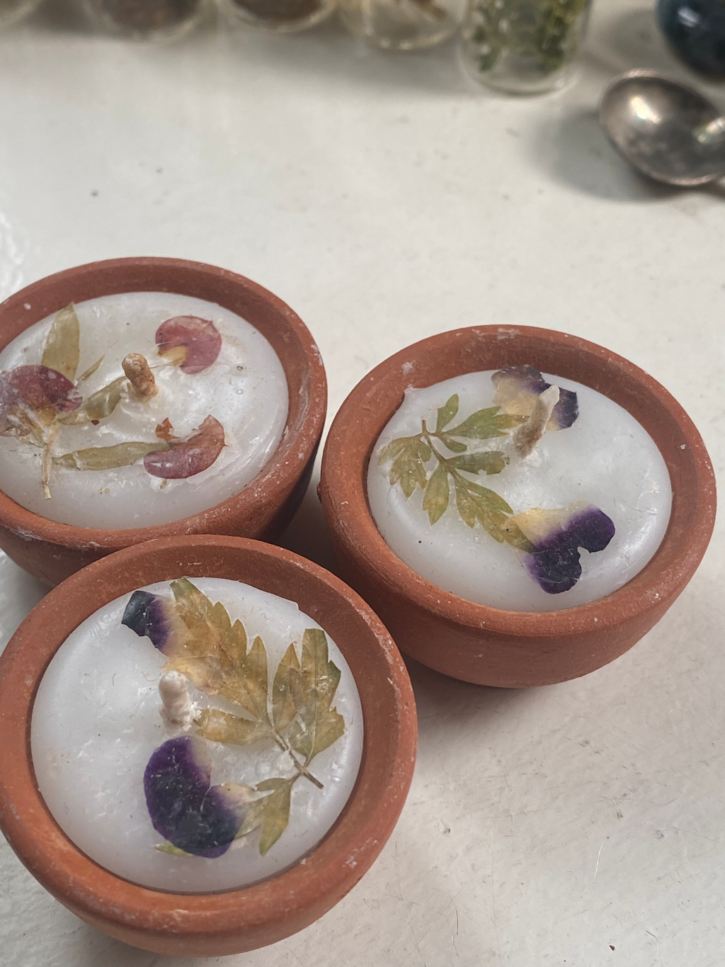 Three Small Ceramic Candles image 1