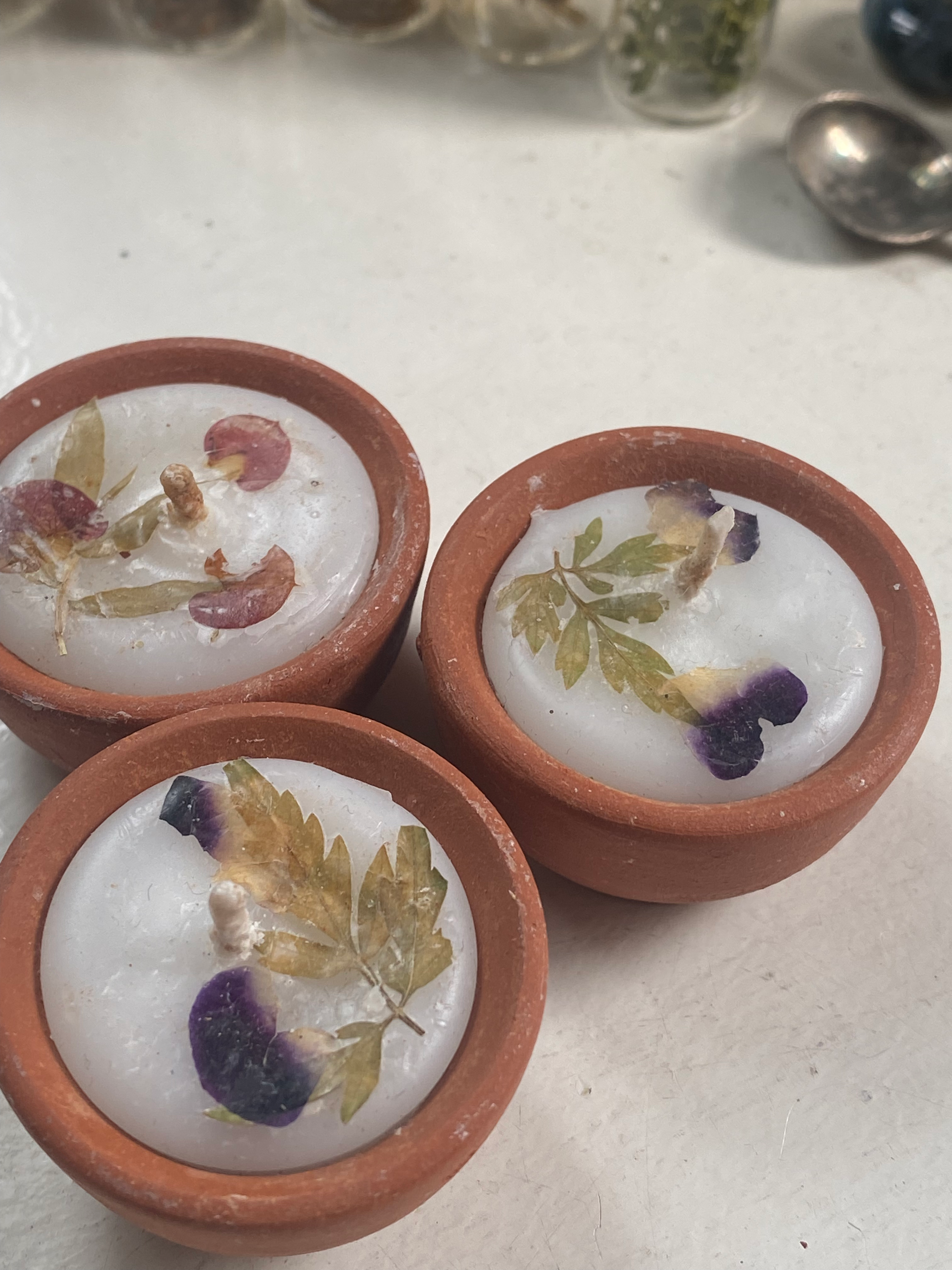 Three Small Ceramic Candles image 1