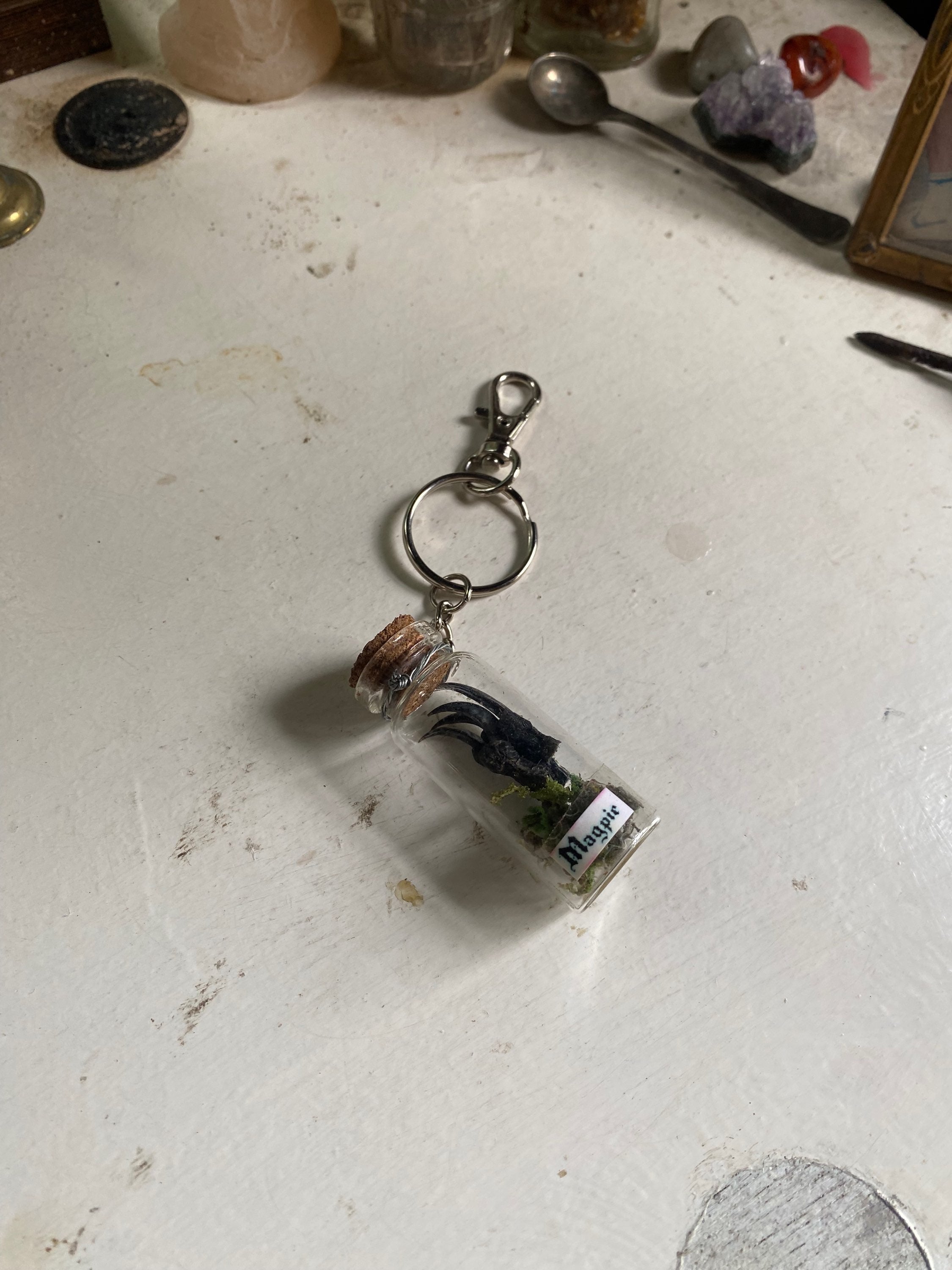 Magpie Claws in Glass Jar Keychain image 3