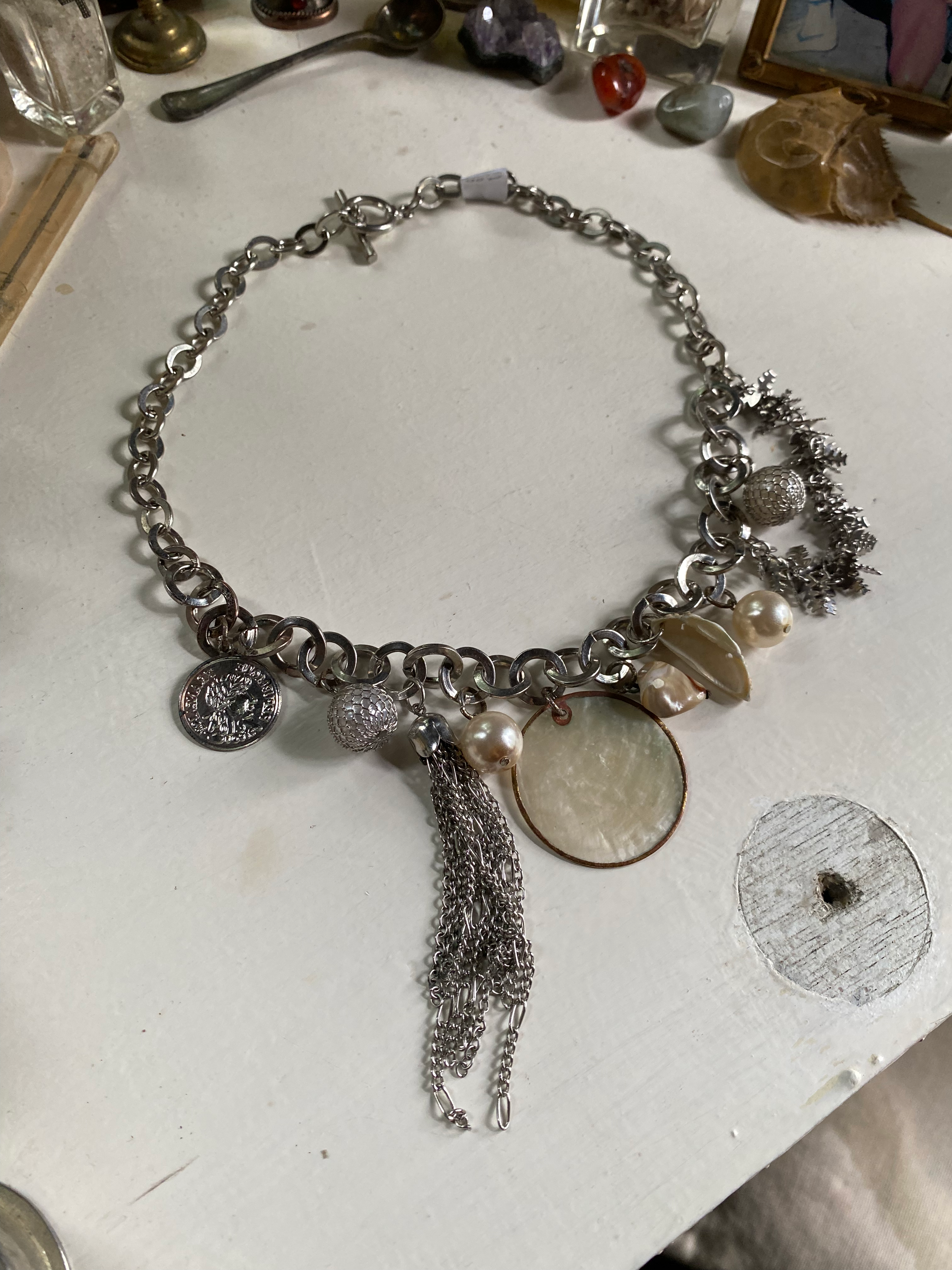 Charms and Seashells on a Chunky Chain Necklace image 1