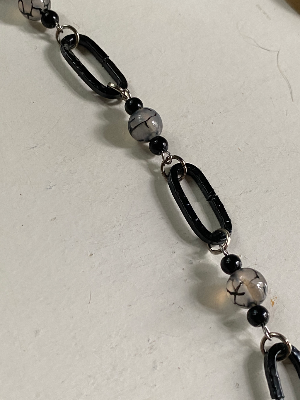 Moss Agate and Black Chain Links Necklace image 2