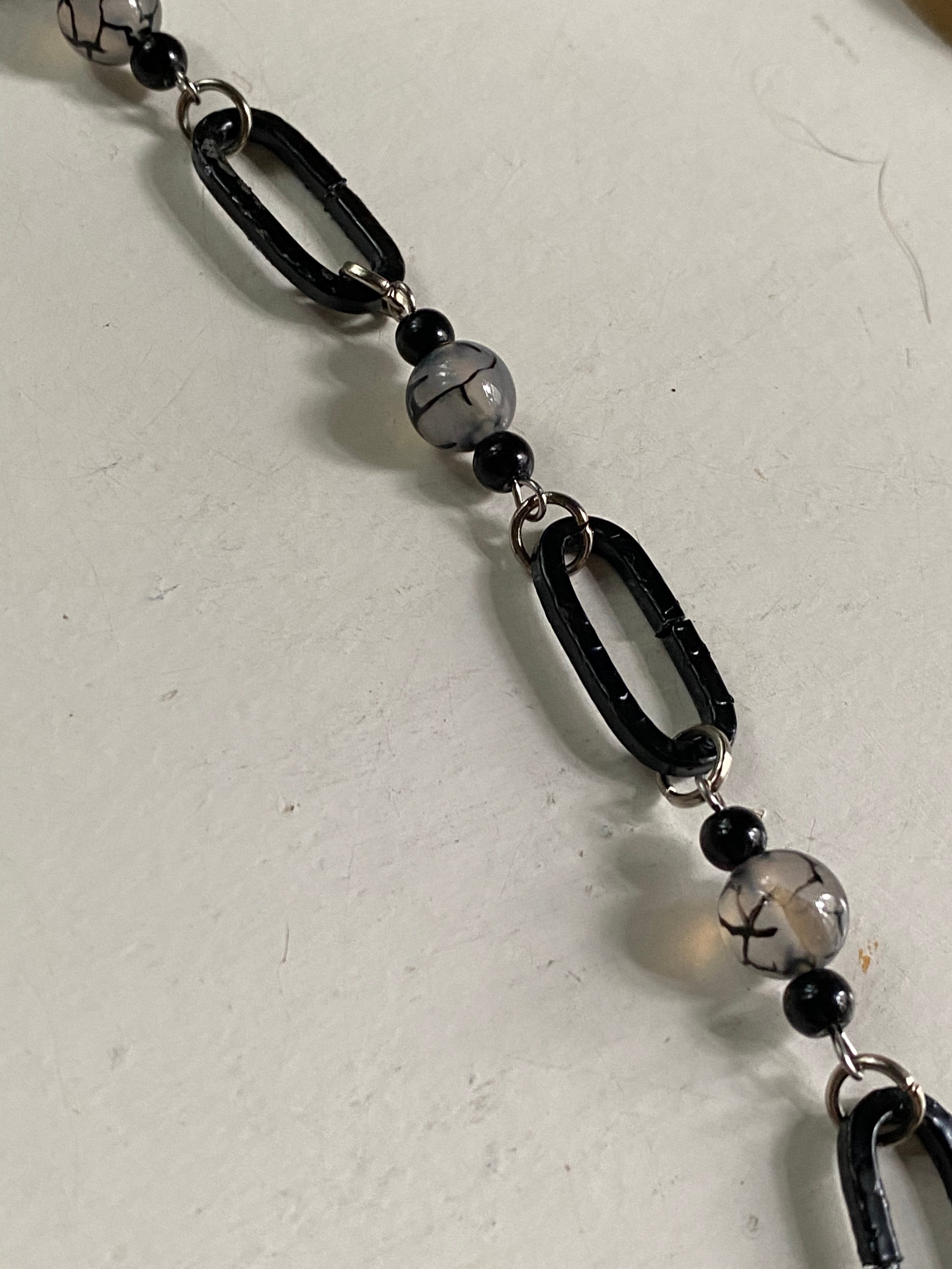 Moss Agate and Black Chain Links Necklace image 2