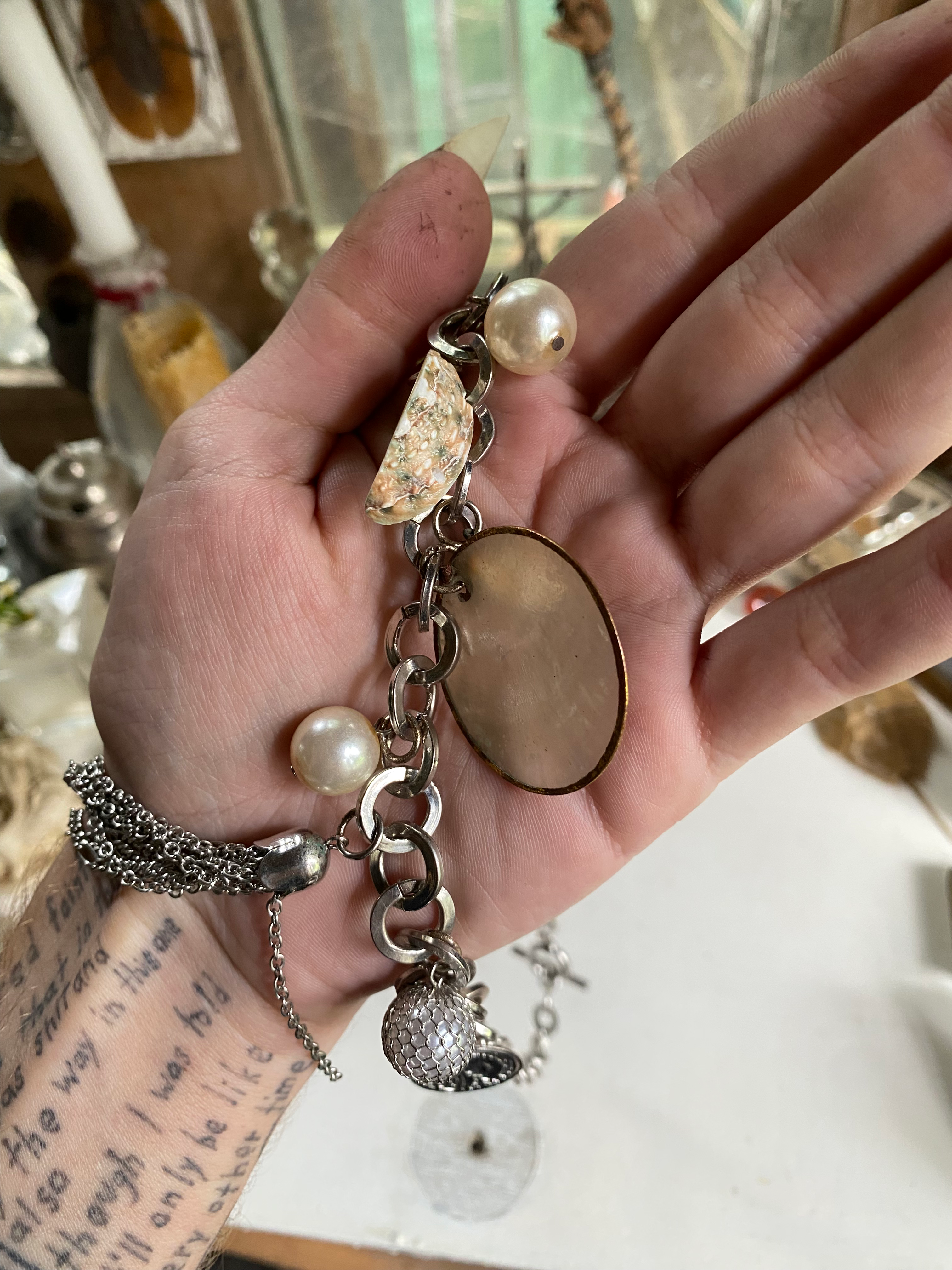 Charms and Seashells on a Chunky Chain Necklace image 3
