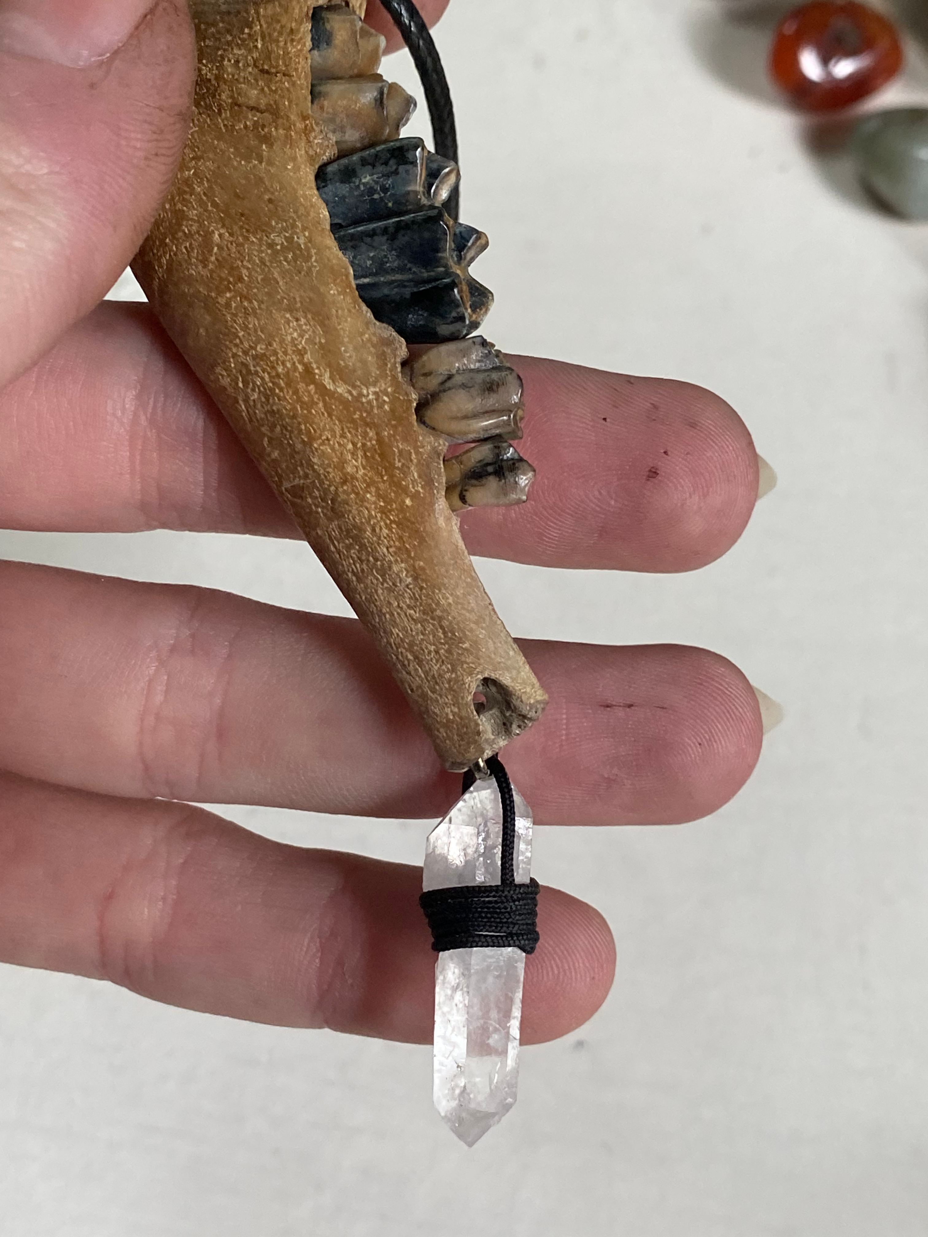 Baby Deer Jaw with Clear Quartz Necklace image 2