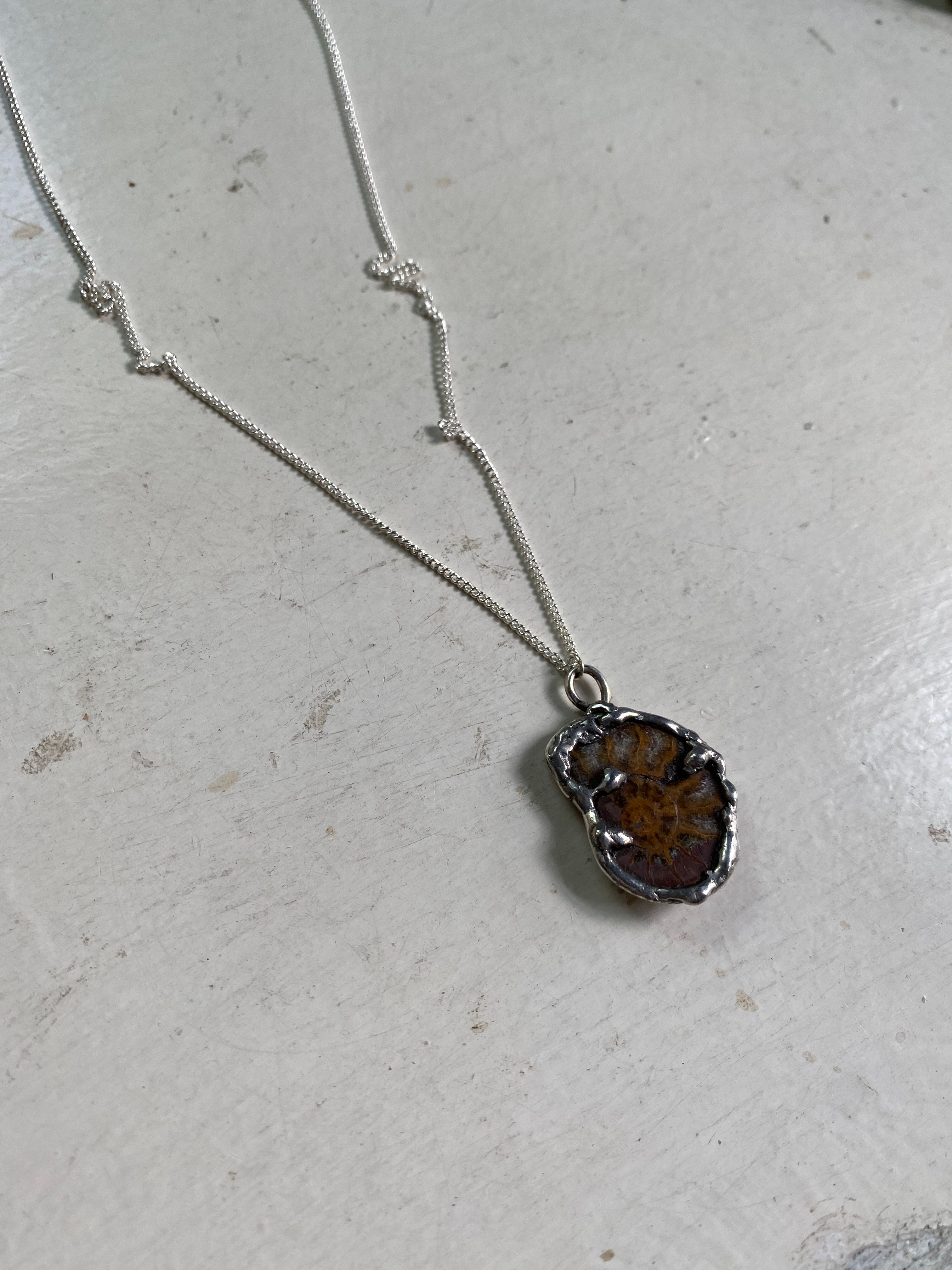 Fossil in Sterling Silver Frame Necklace image 4