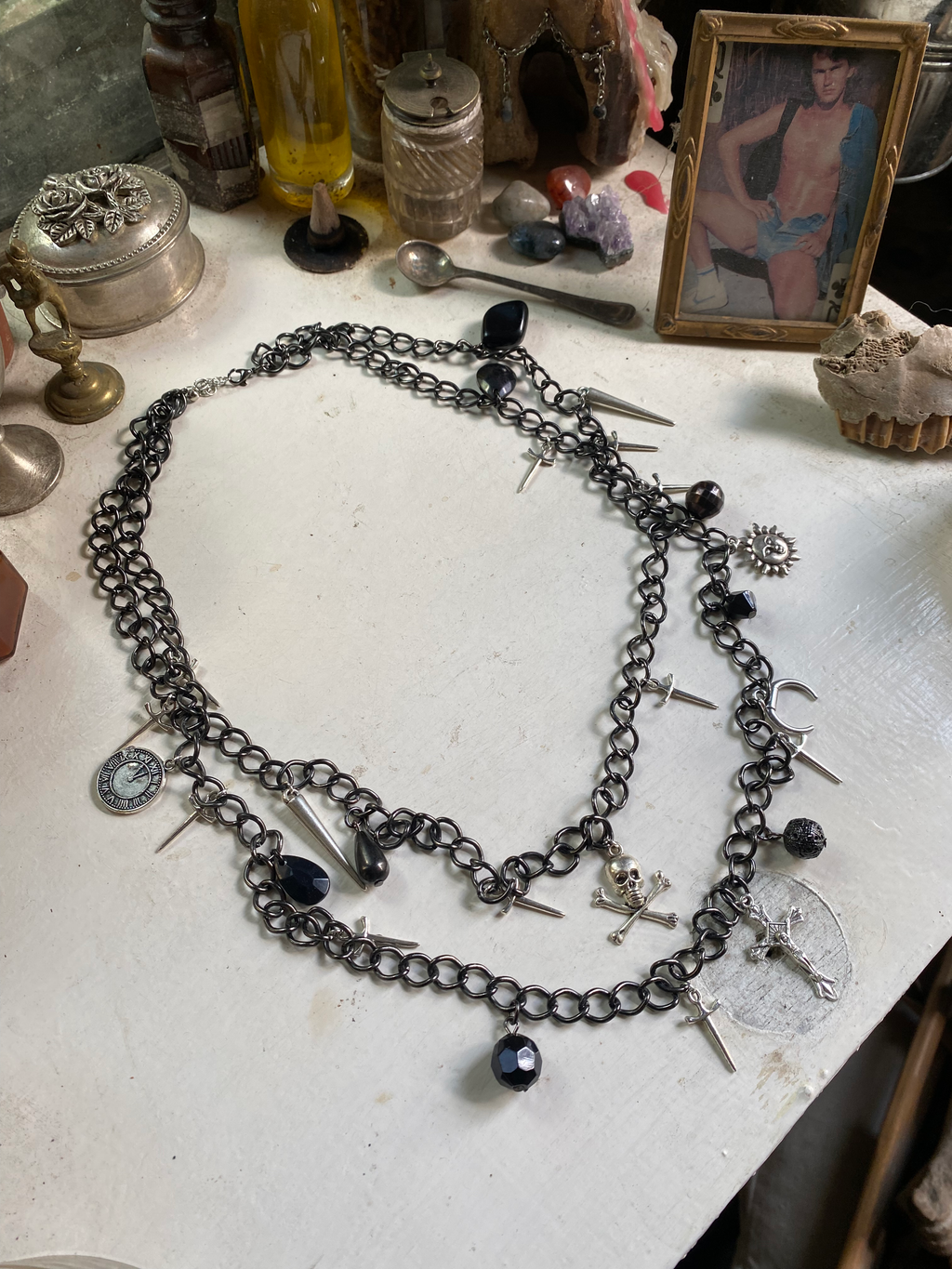 Double Black Chain Necklace image 0