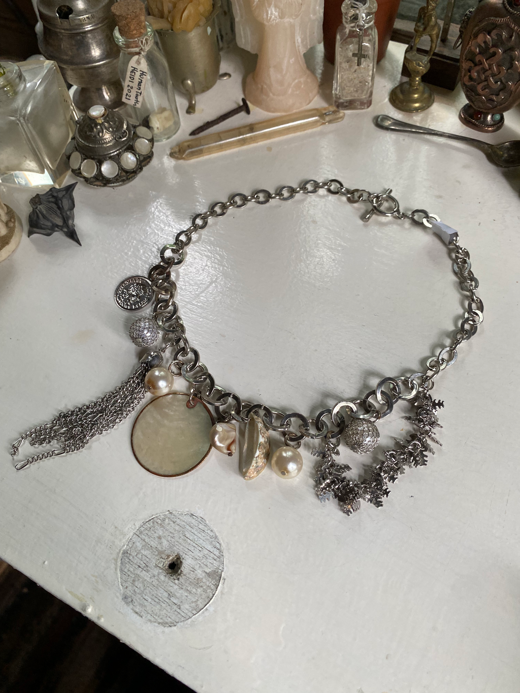 Charms and Seashells on a Chunky Chain Necklace image 0