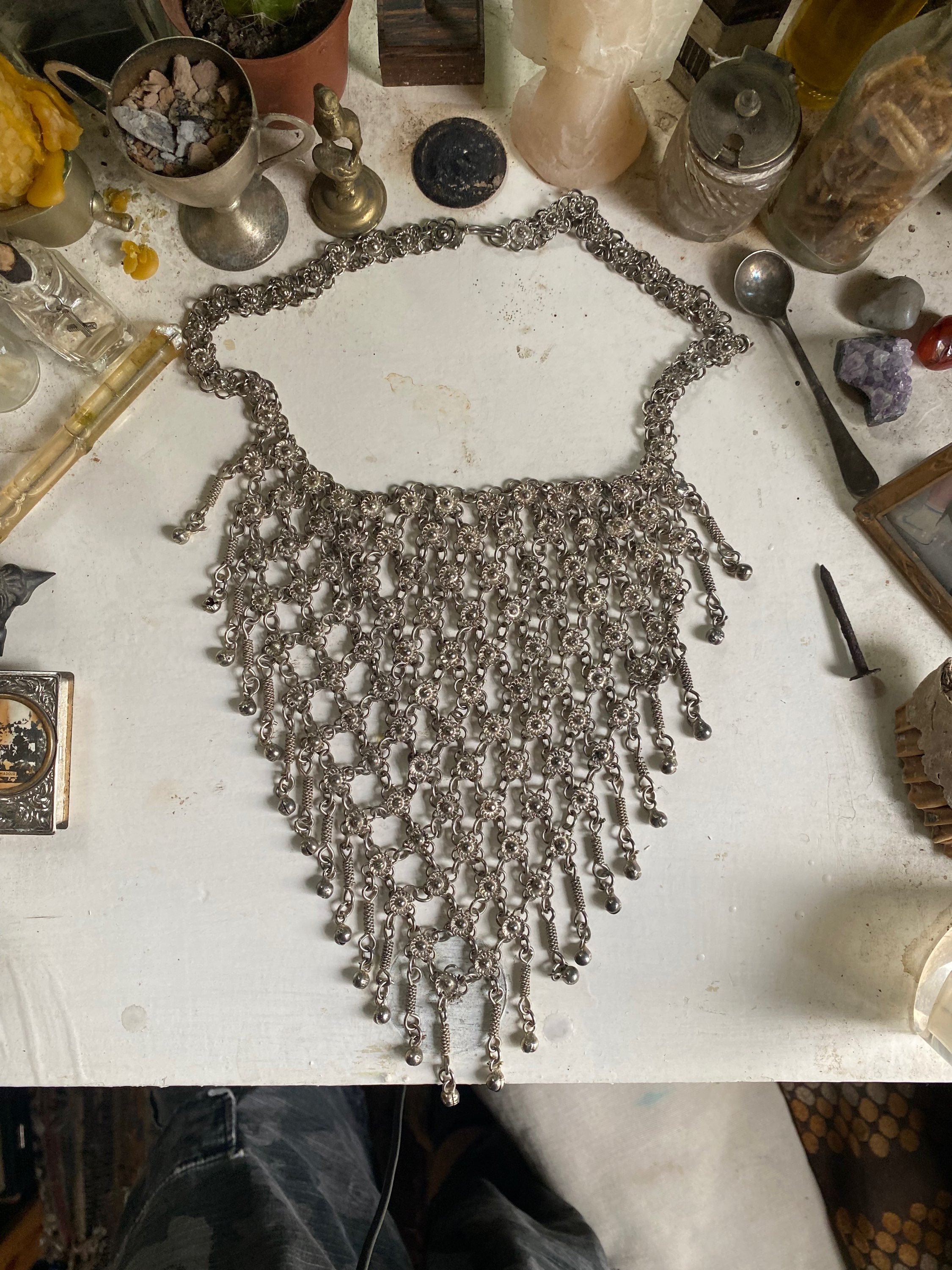 Large Vintage Chainmaille Style Necklace image 2