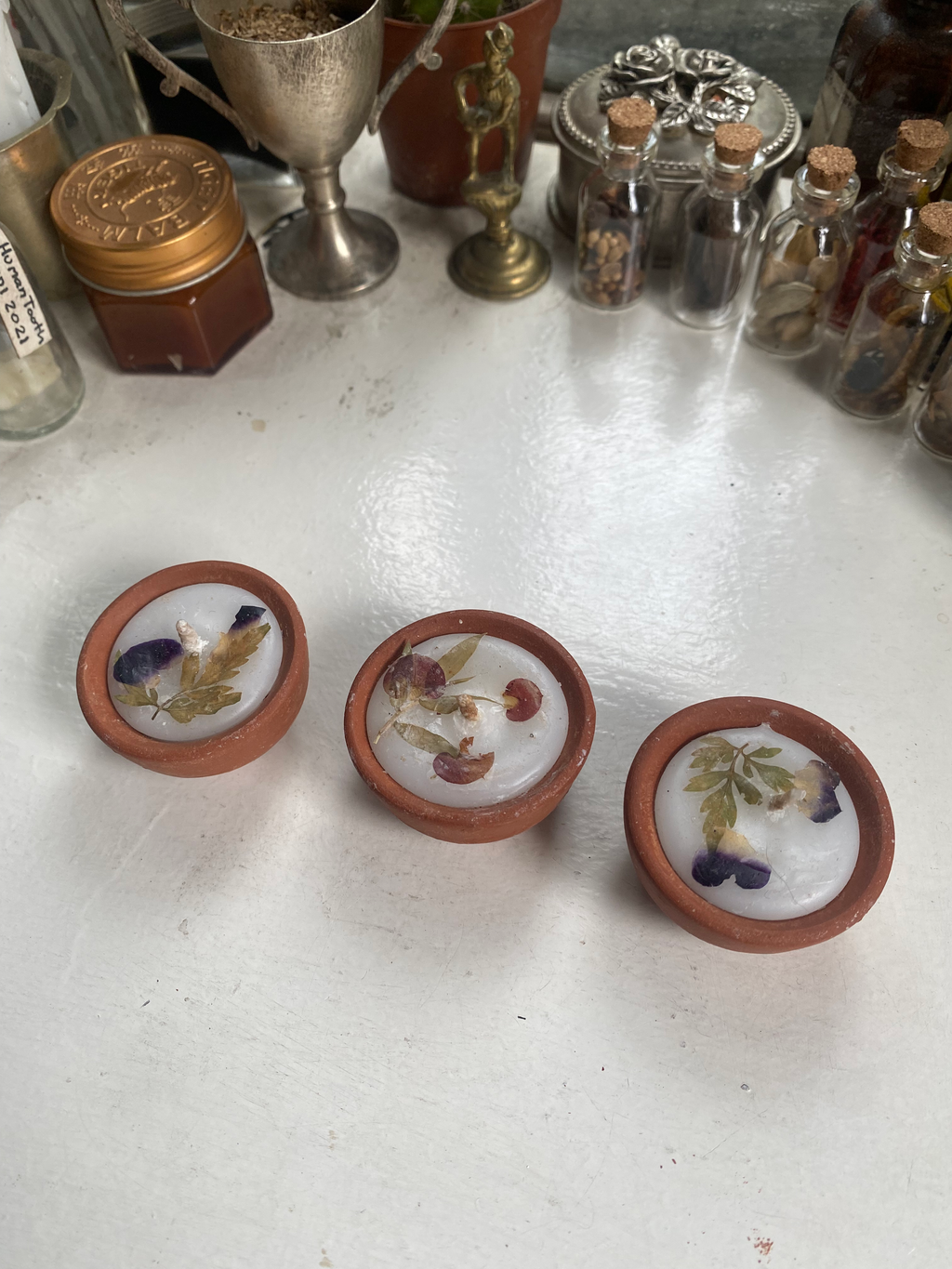Three Small Ceramic Candles image 2
