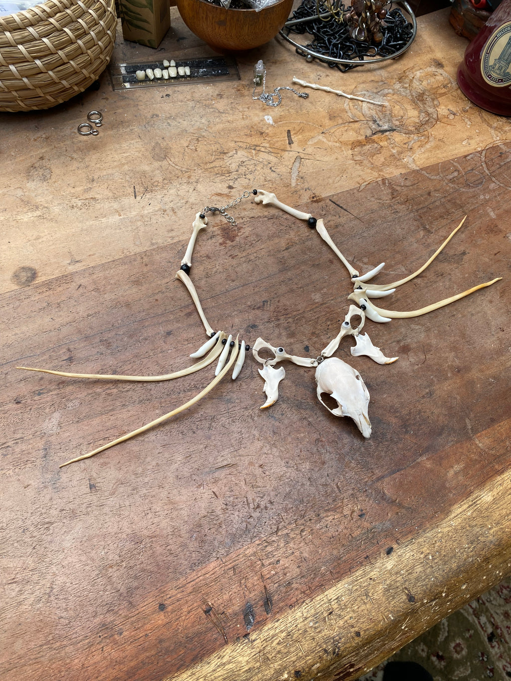 Squirrel Skull and Bones Necklace