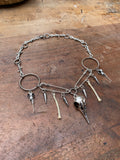 Crow Skulls, Safety Pins and Bones Necklace