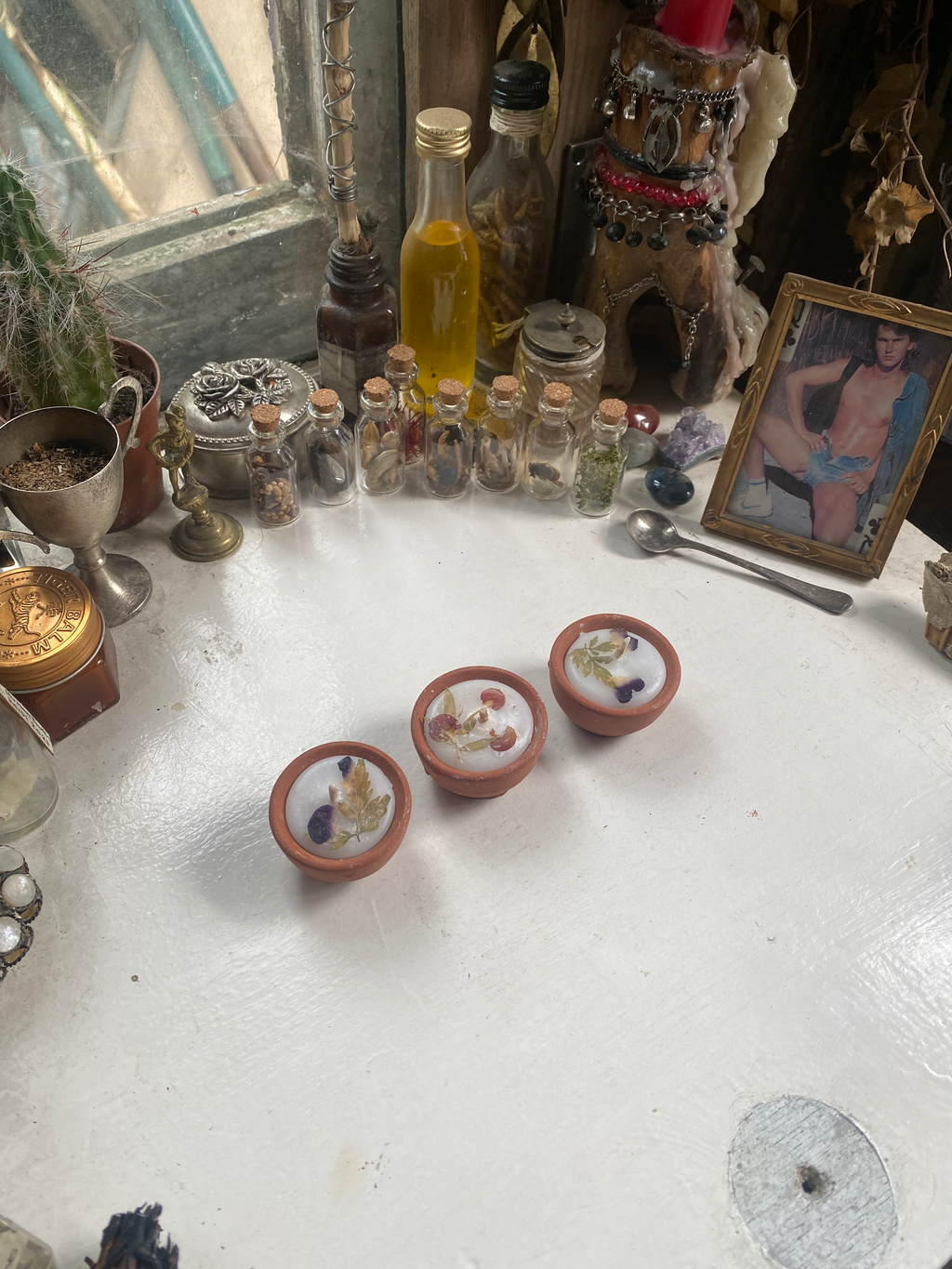 Three Small Ceramic Candles image 0