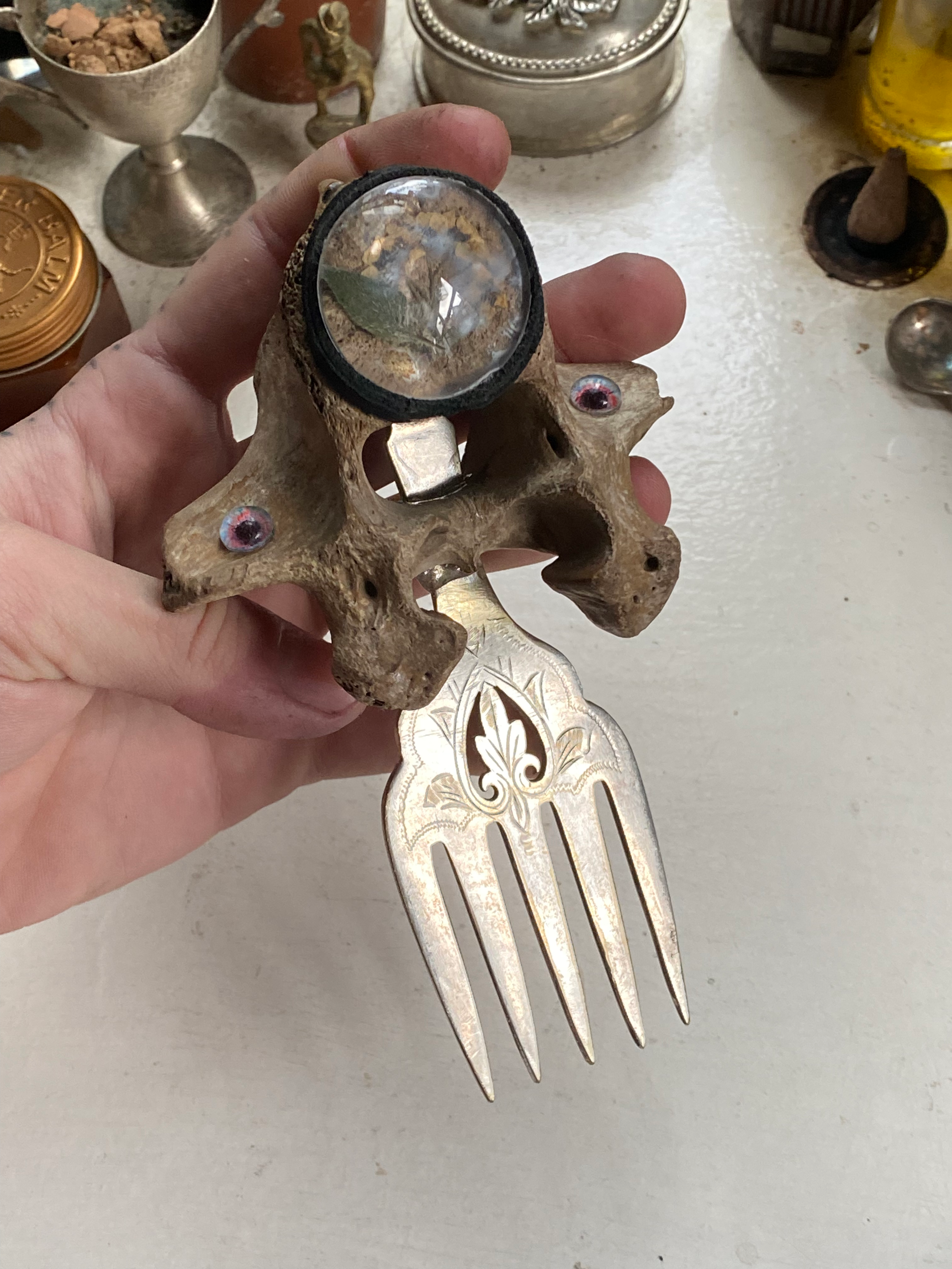 Fosillised Bone Hair Comb/Clip image 1