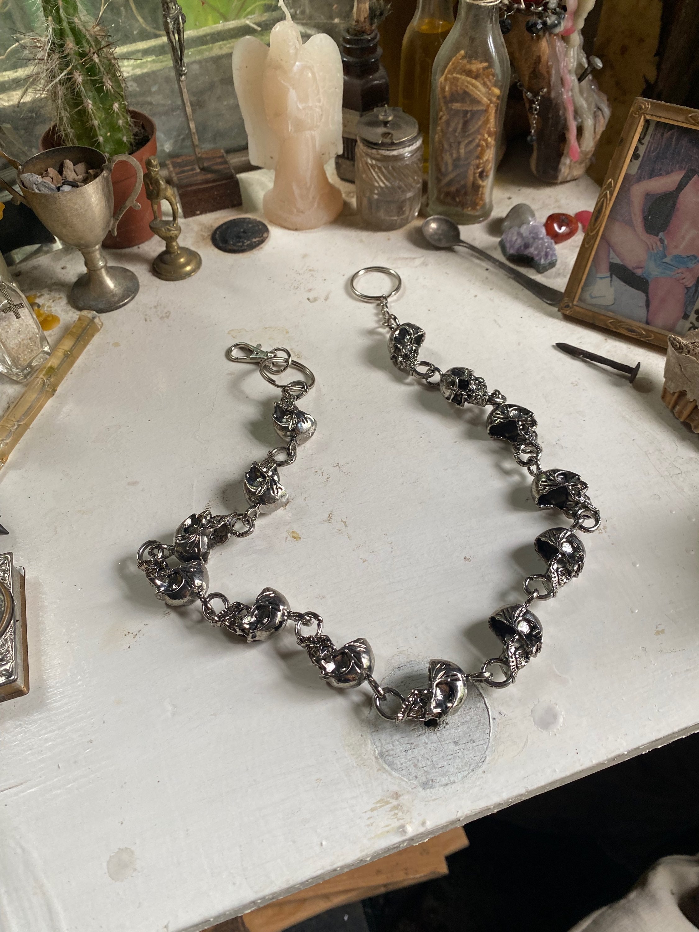 Chunky Stainless Steel Skulls Necklace or Belt Chain image 2