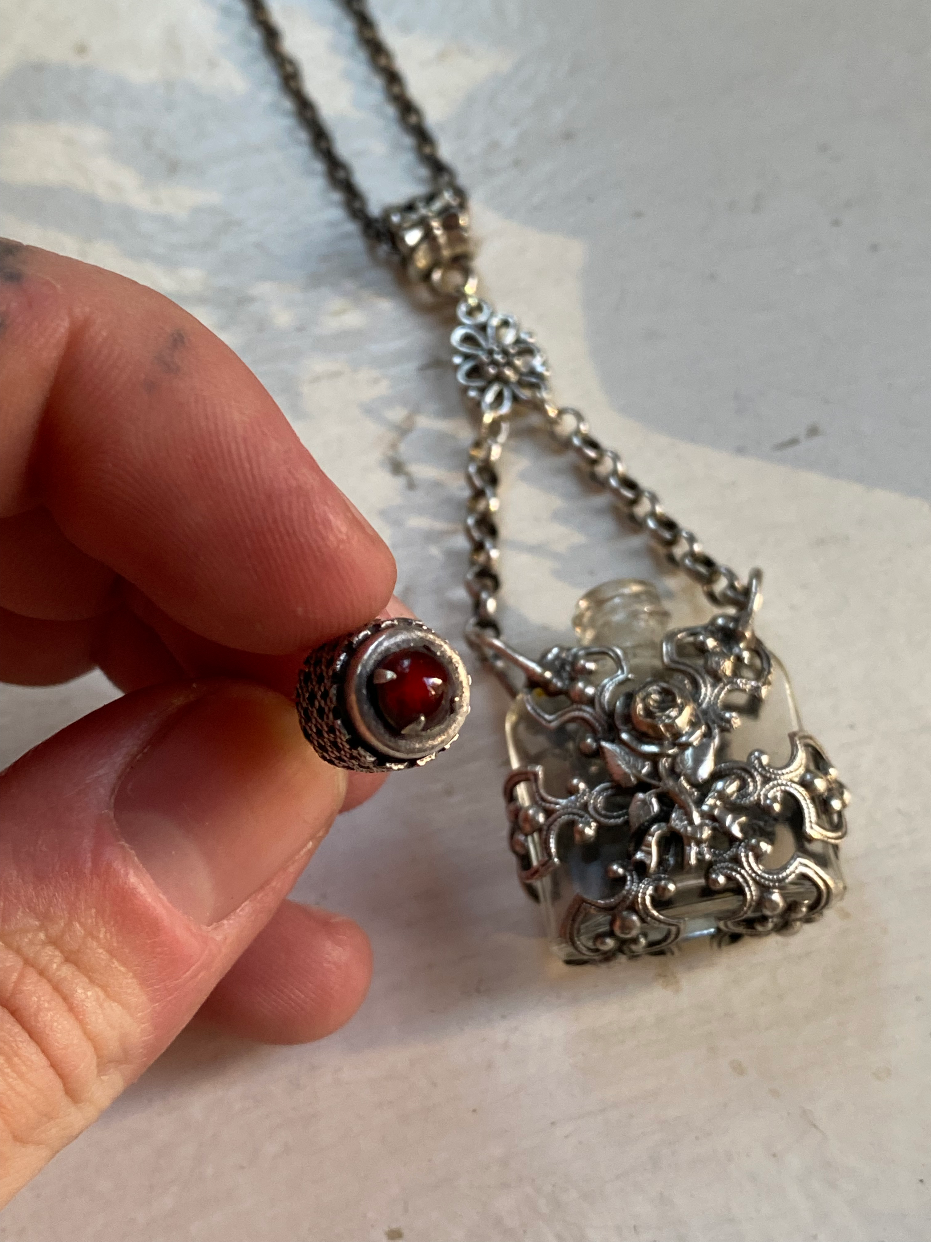 Vintage Glass Vial with Carnelian Necklace image 5