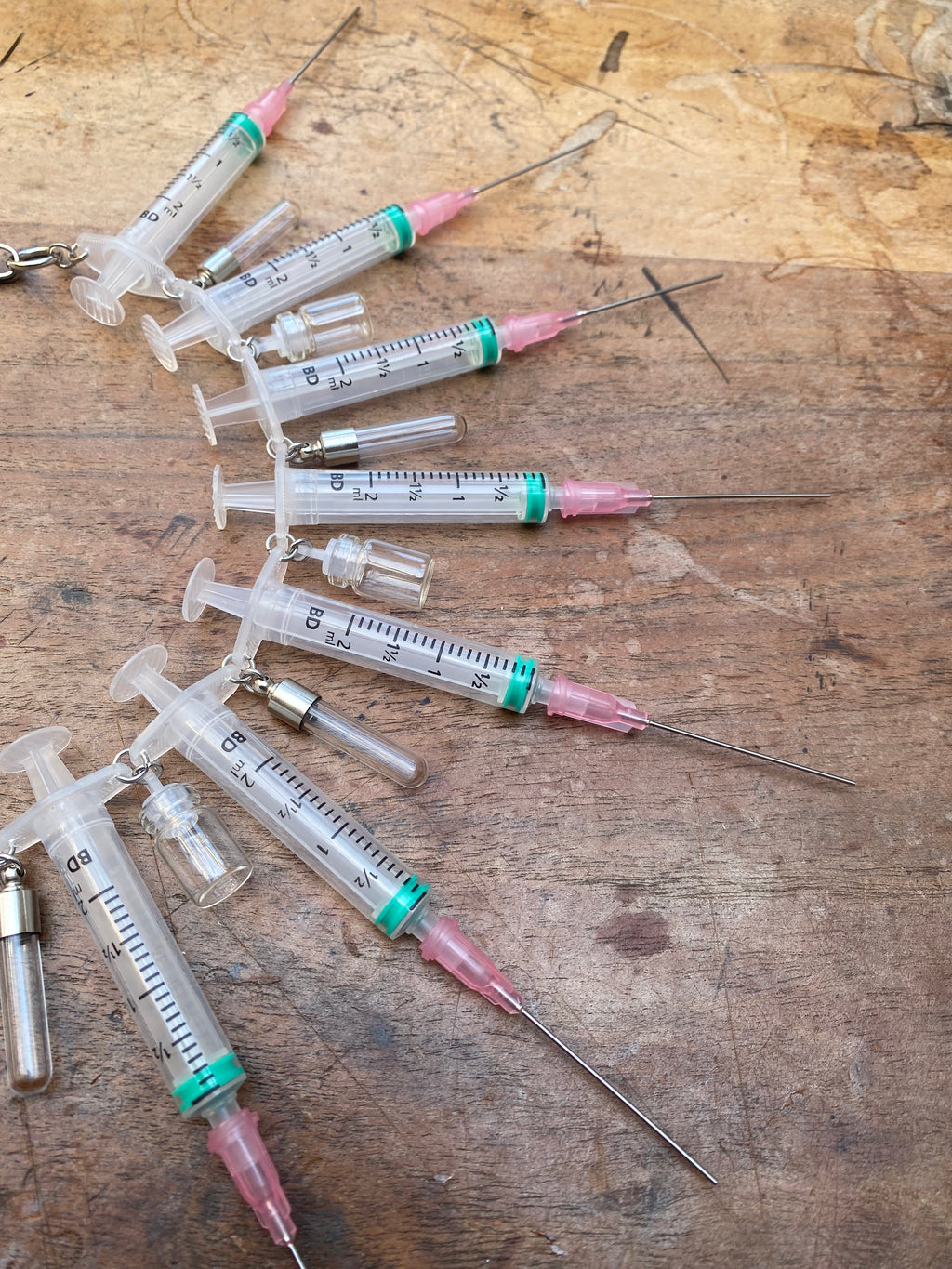 Syringe and Glass Vials Necklace