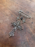 Large Cross Safety Pin Brooch