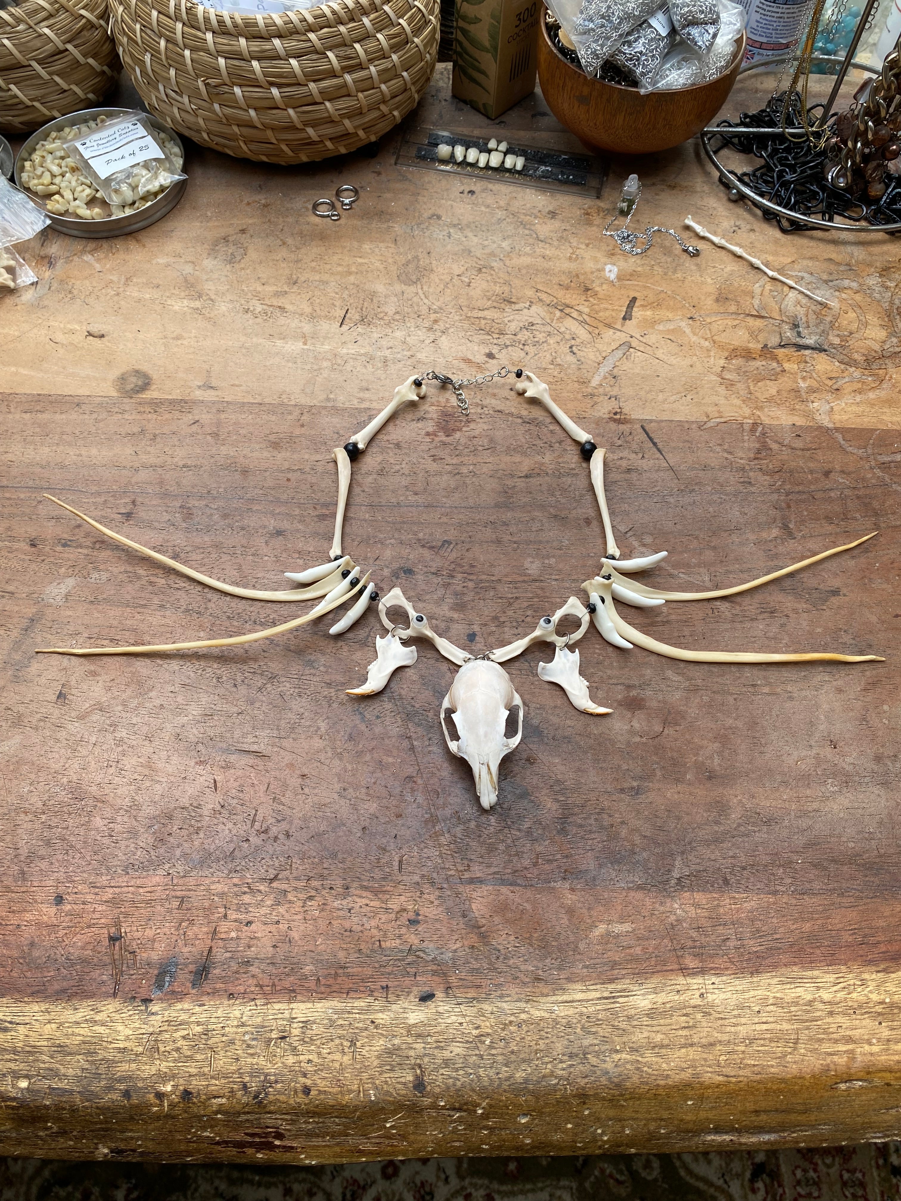 Squirrel Skull and Bones Necklace