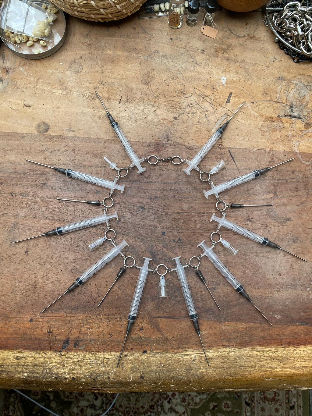 Syringes, Needles and Glass Vials Necklace