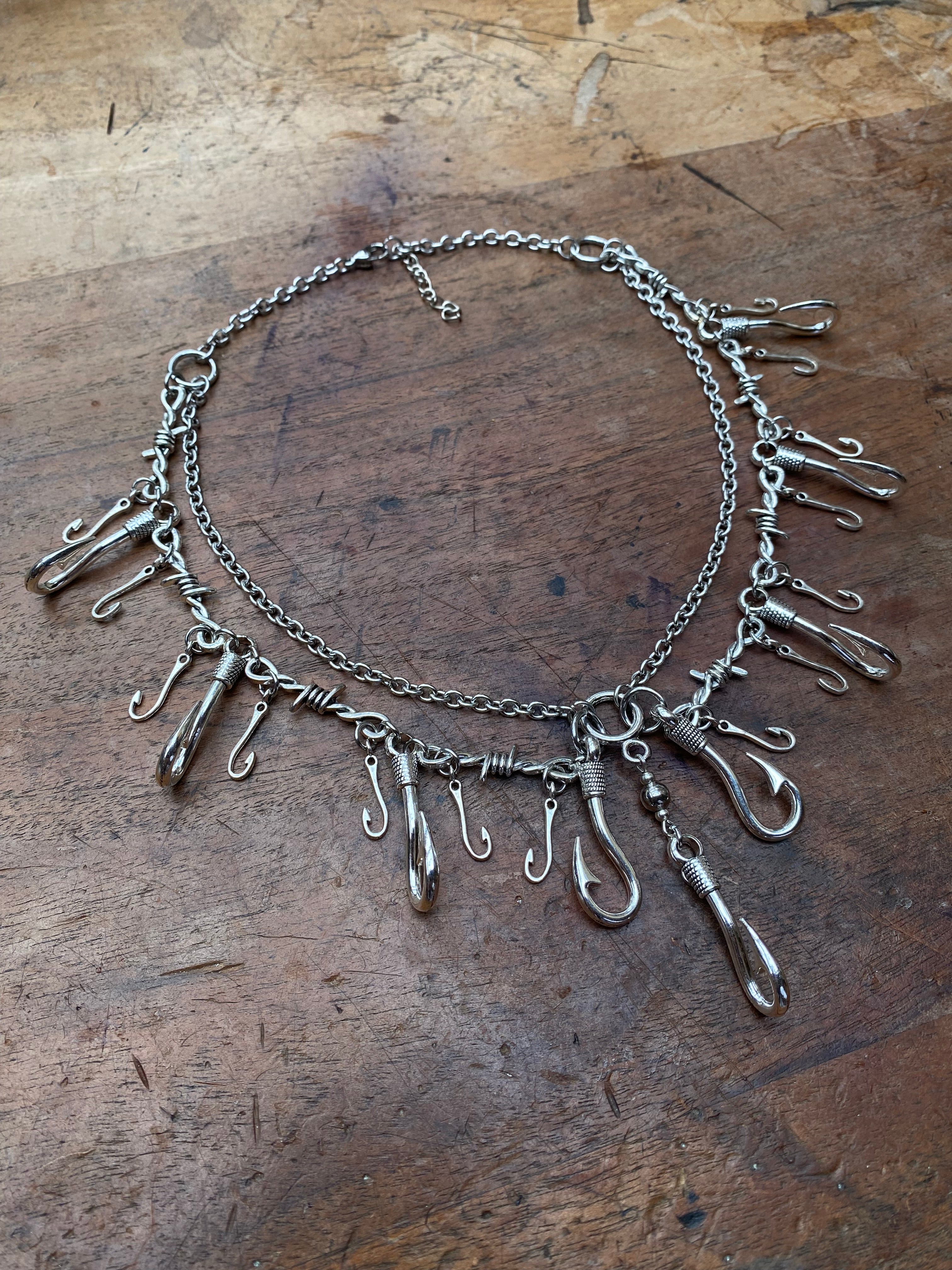 Hooks, Barbed Wire and Chains Necklace