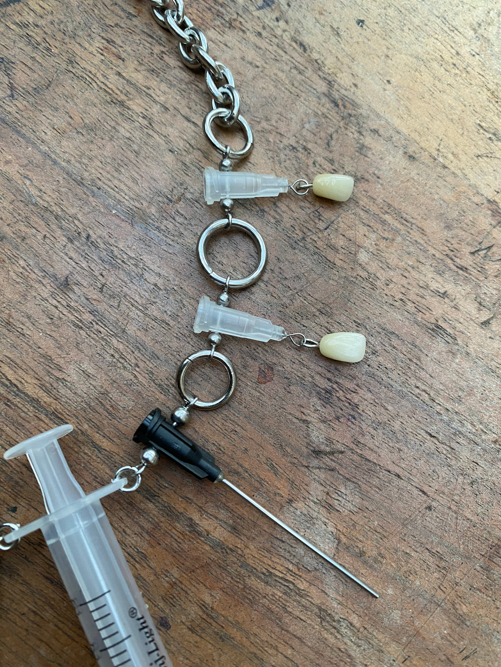 Fetal Rabbit Wet Specimen, Vials, Syringes and Teeth Necklace