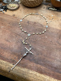 Antique Porcelain Teeth and Crucifix Rosary Necklace