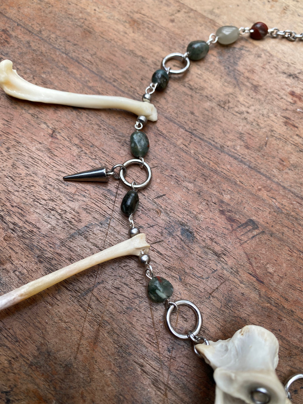 Indian Agate, Femurs and Vertebrae Bone Necklace