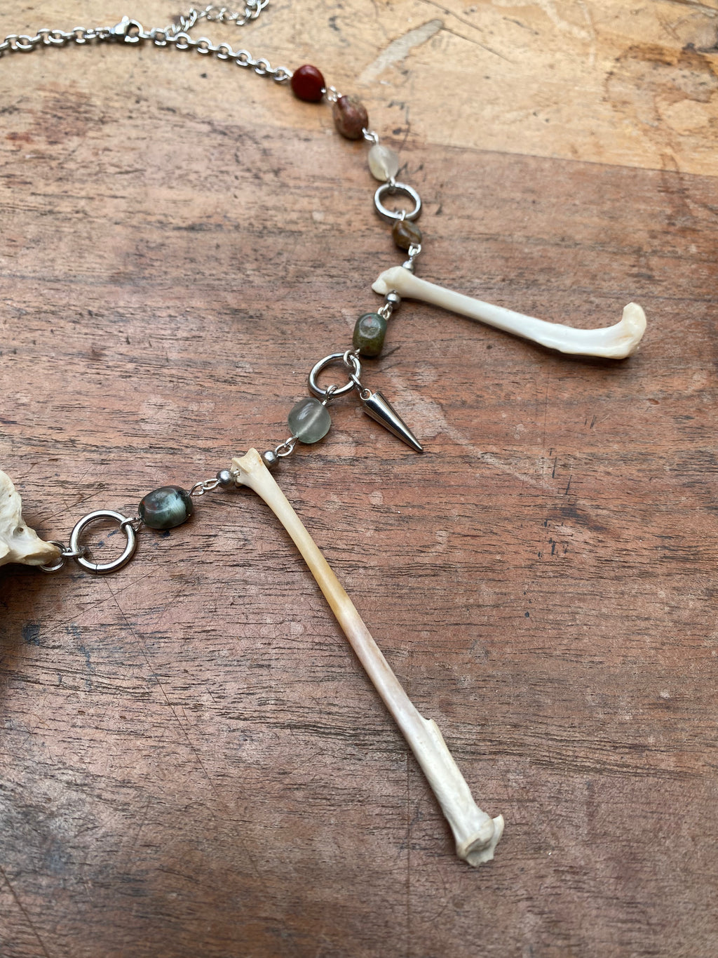 Indian Agate, Femurs and Vertebrae Bone Necklace