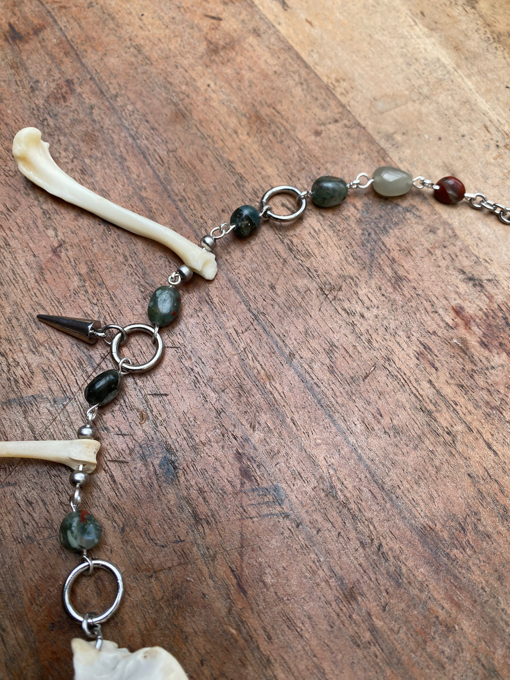Indian Agate, Femurs and Vertebrae Bone Necklace