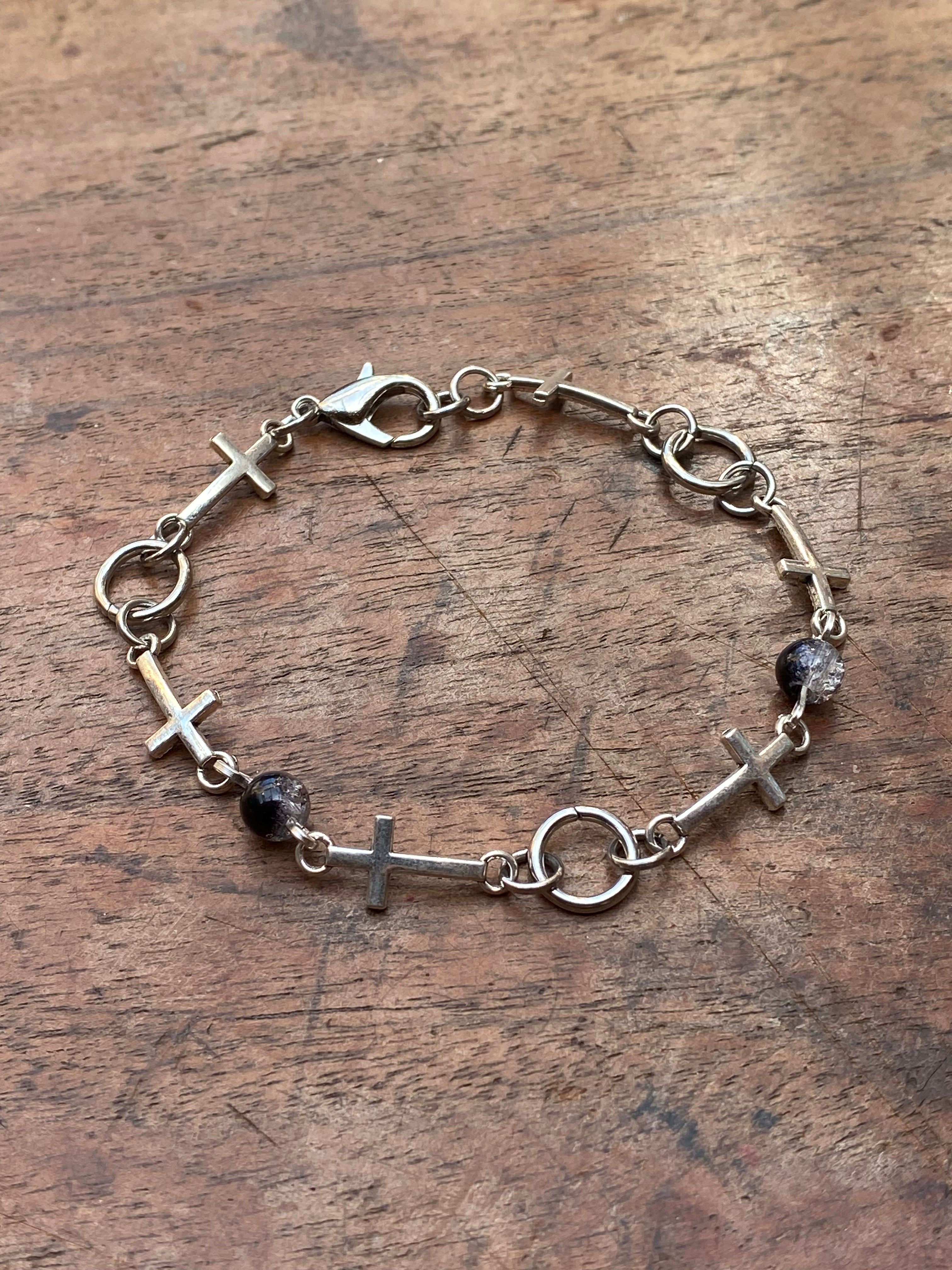 Crosses, Rings and Glass Bead Bracelet