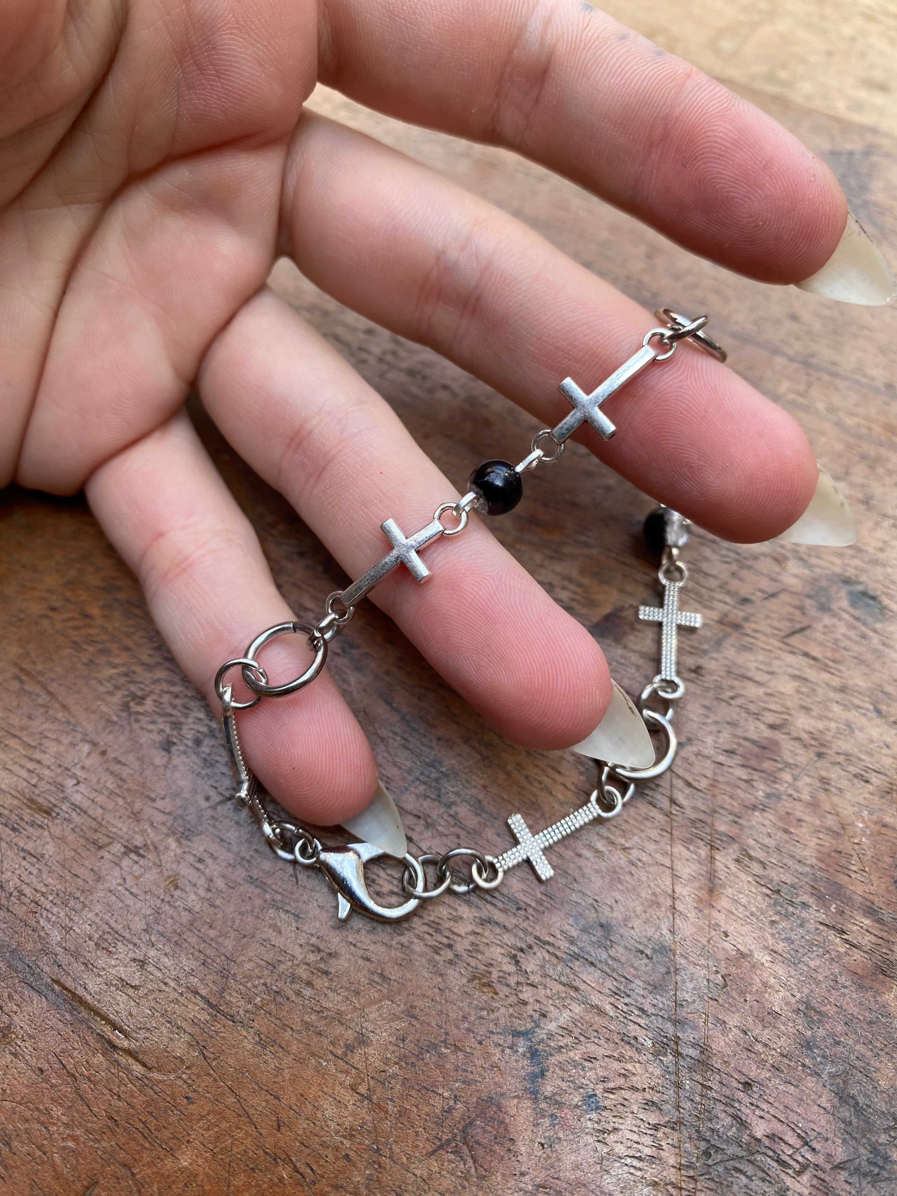 Crosses, Rings and Glass Bead Bracelet
