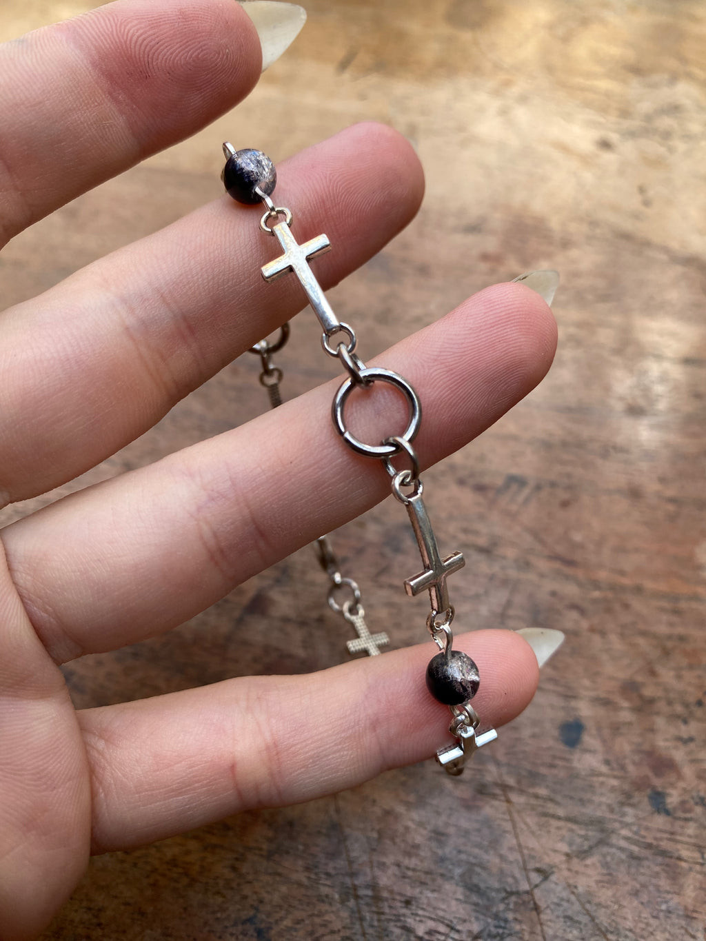 Crosses, Rings and Glass Bead Bracelet