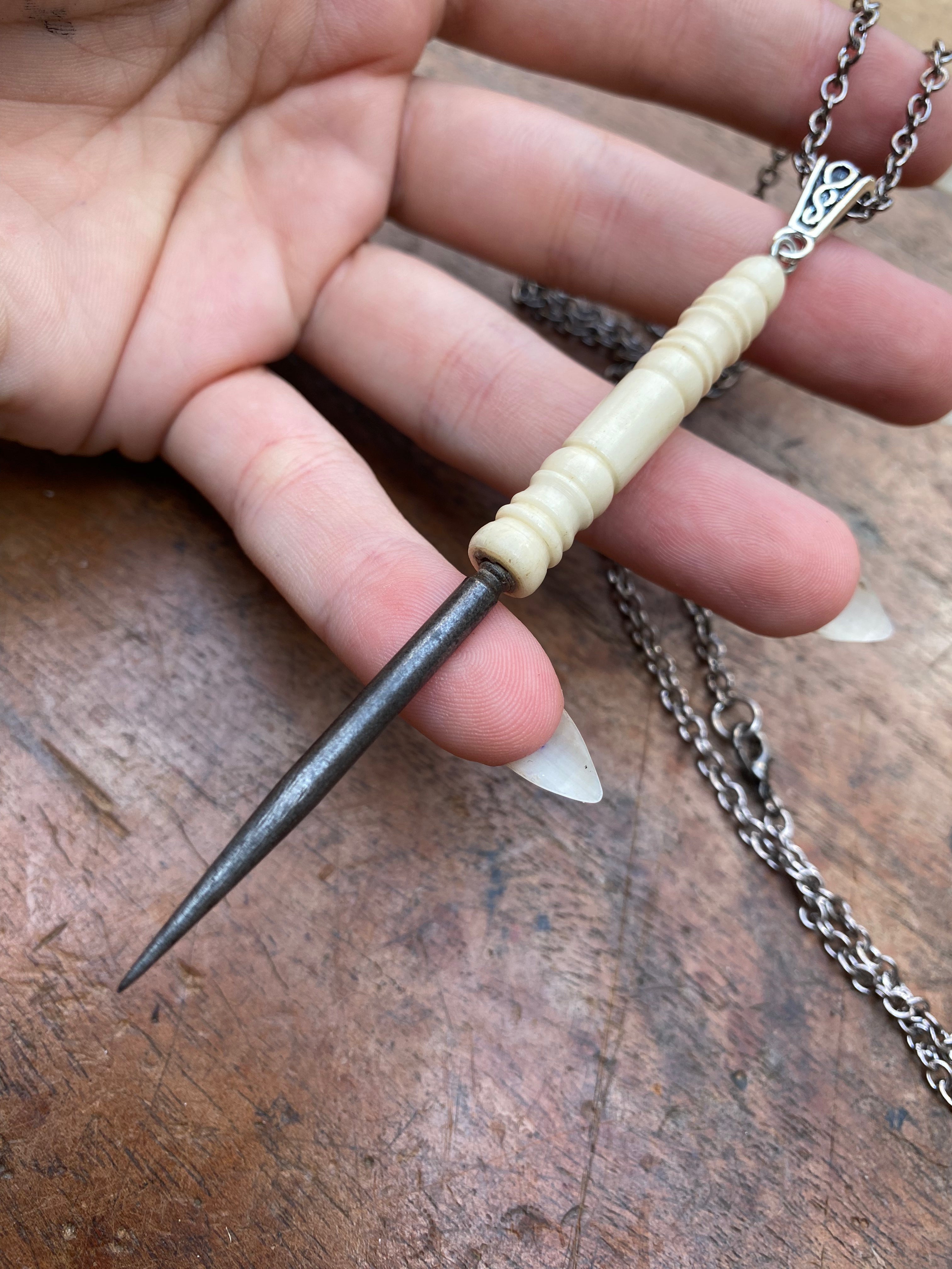 Needle Spike with Bone Handle Necklace