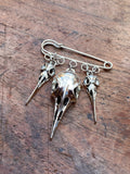 Crow Skulls Safety Pin Brooch