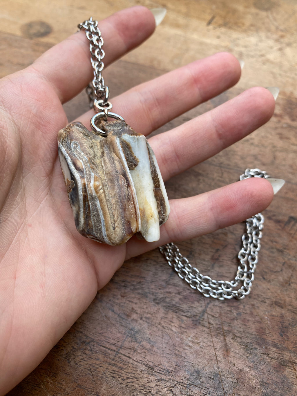 Large Mudlarked Tooth Pendant Necklace