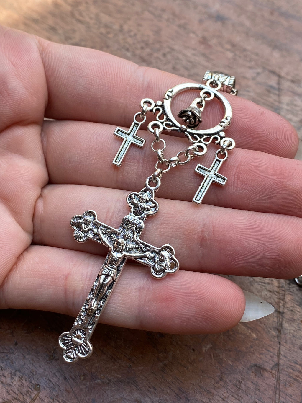 Crosses and Rose Charm Pendant Necklace