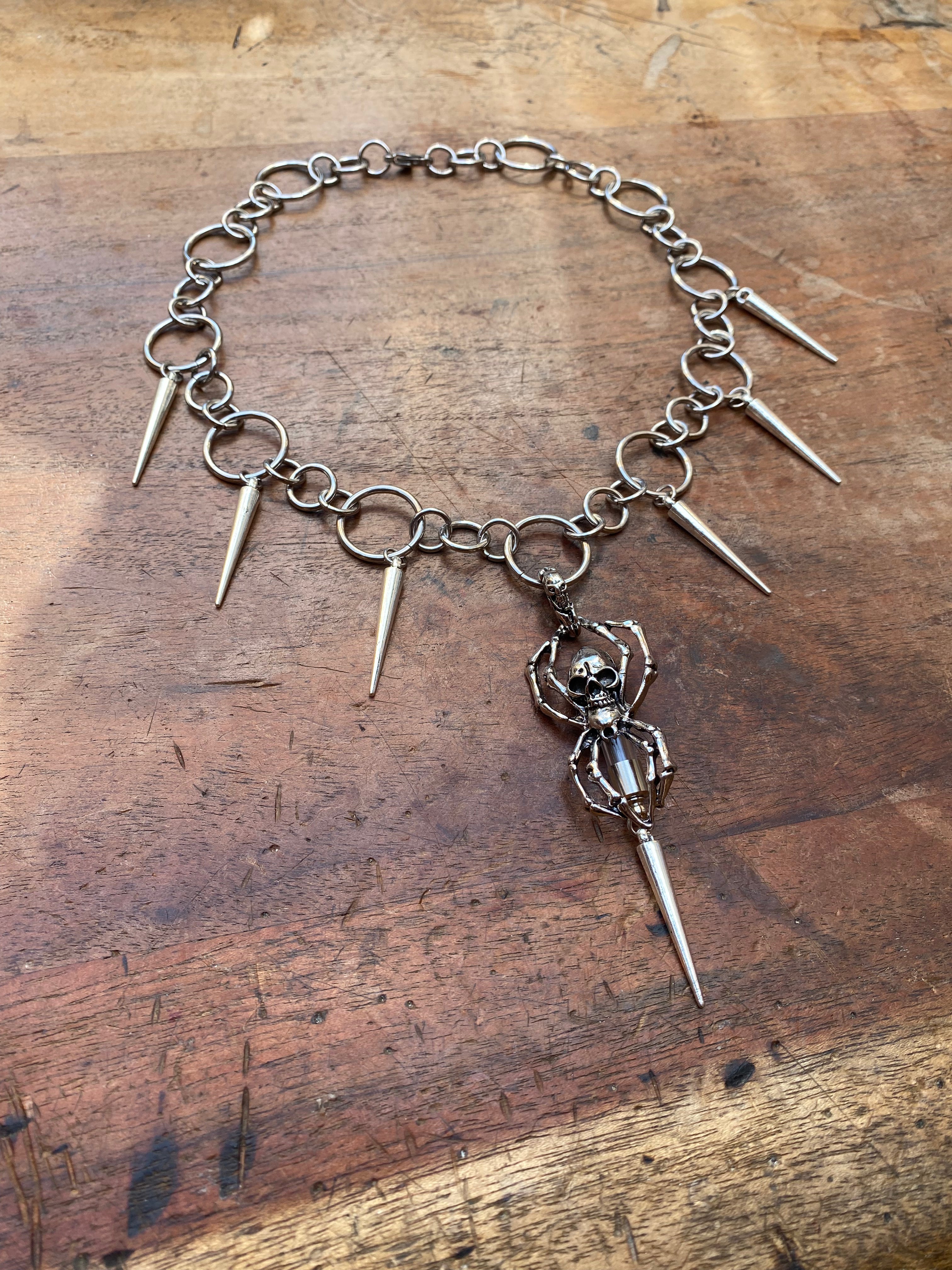 Openable Secret Vial in Spider Pendant Necklace