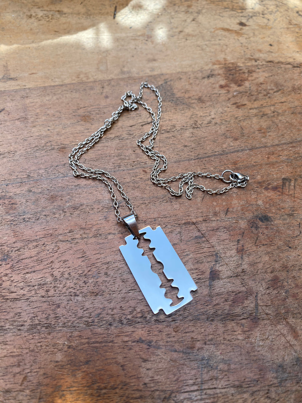 Stainless Steel Razor Pendant Necklace