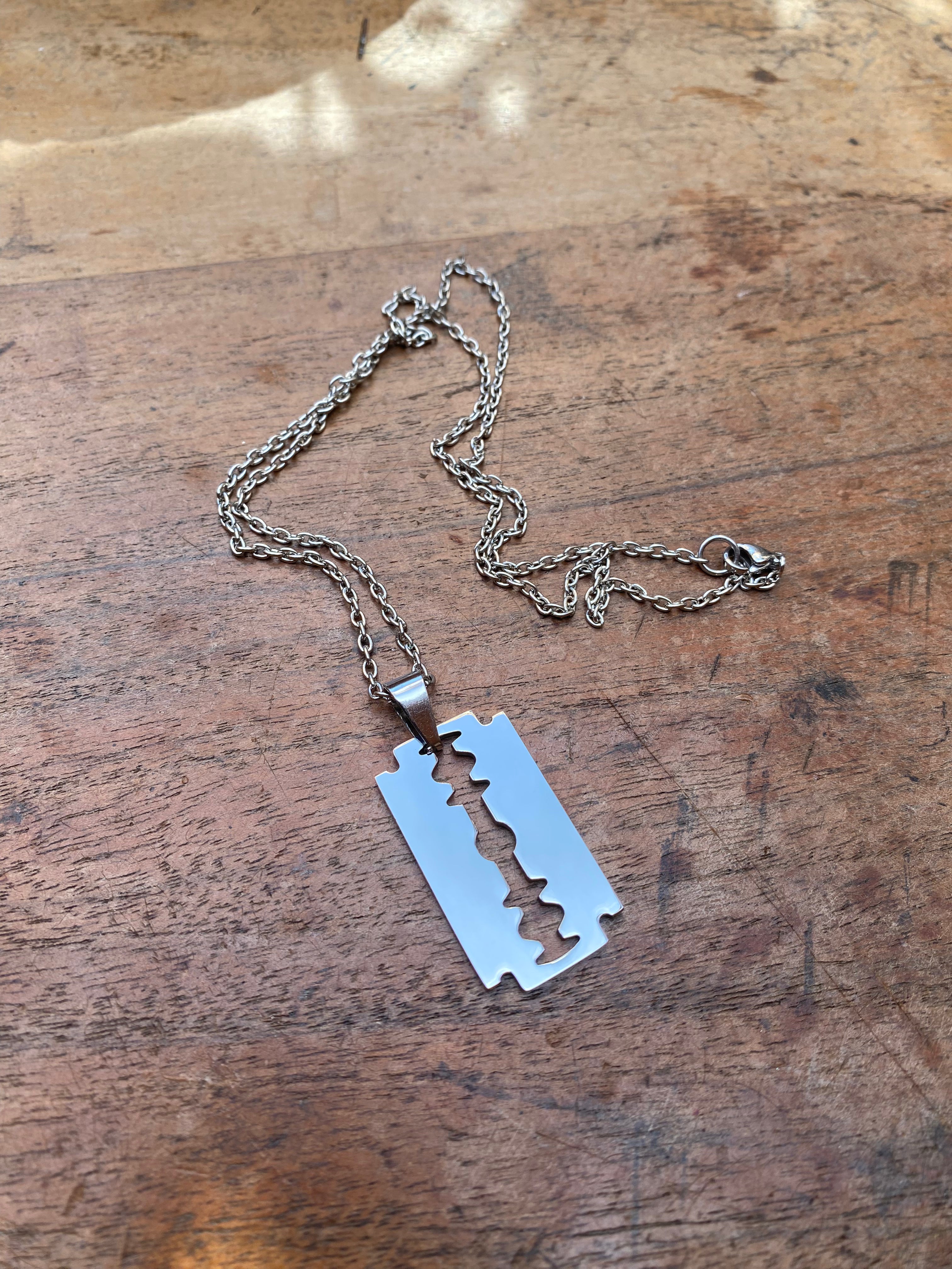Stainless Steel Razor Pendant Necklace