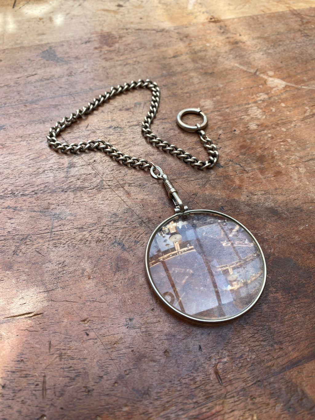 Vintage Magnifying Glass on Sterling Silver Chain