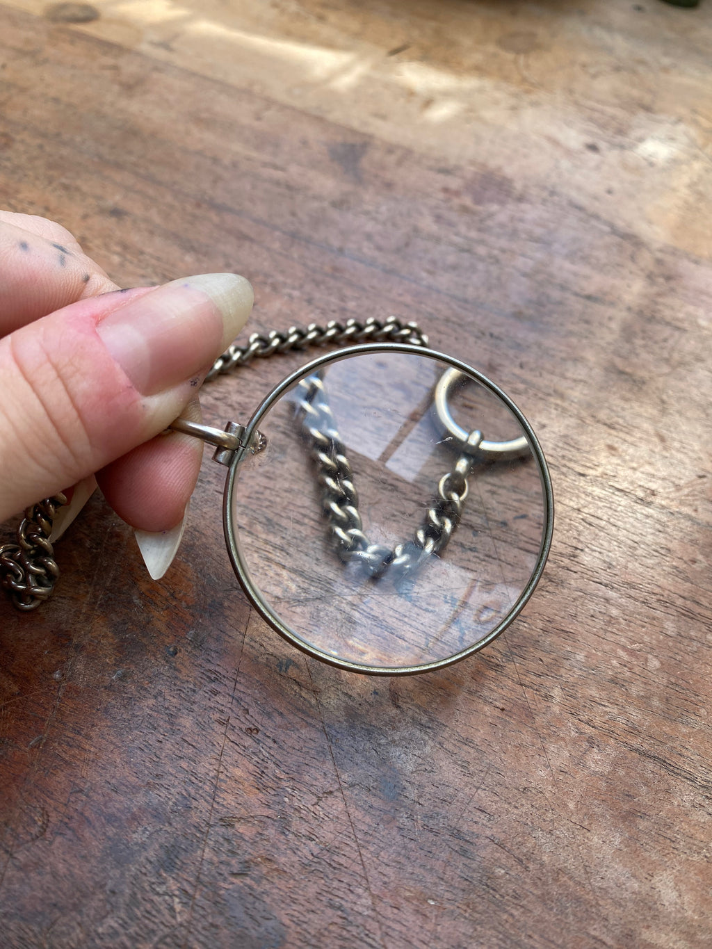 Vintage Magnifying Glass on Sterling Silver Chain