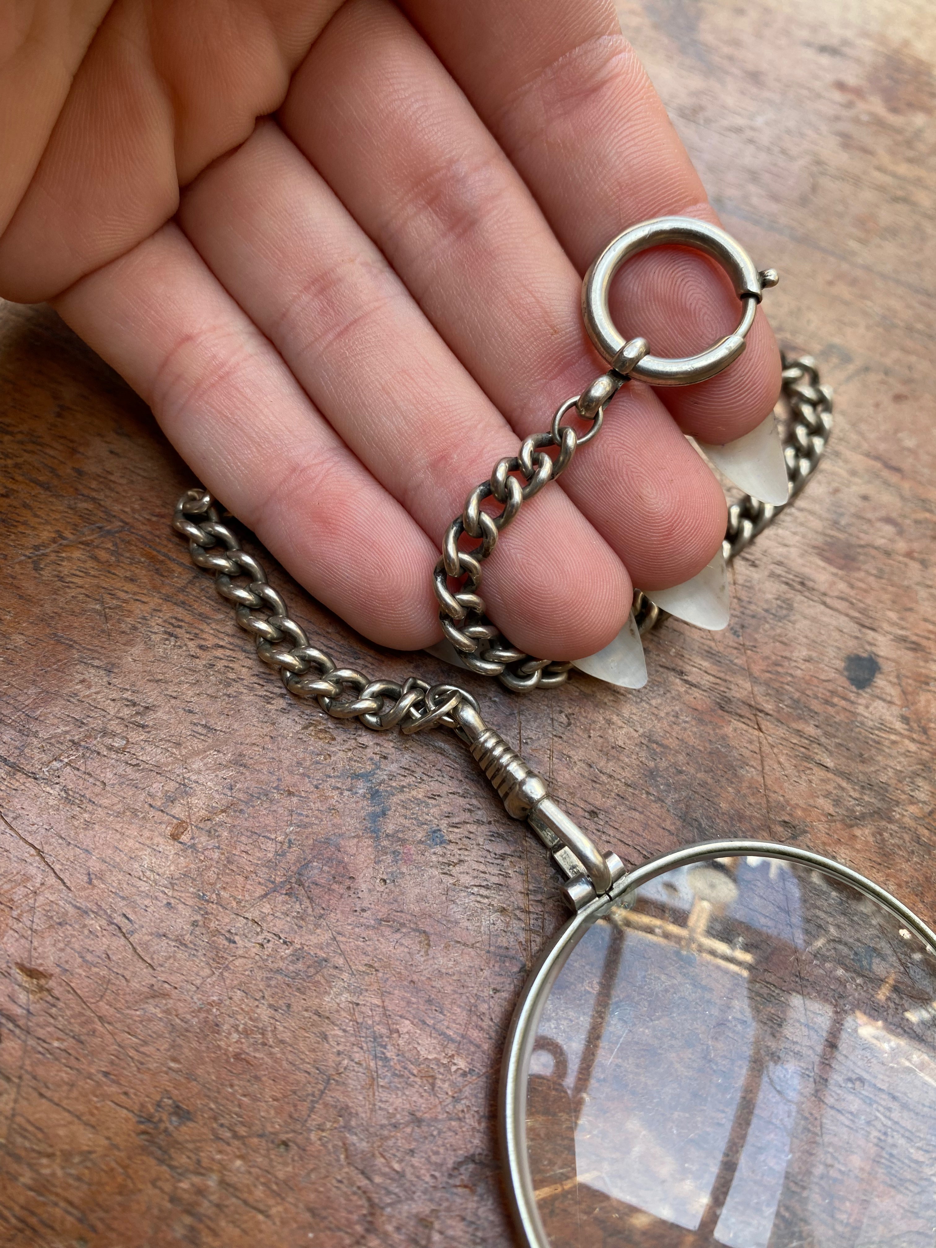 Vintage Magnifying Glass on Sterling Silver Chain
