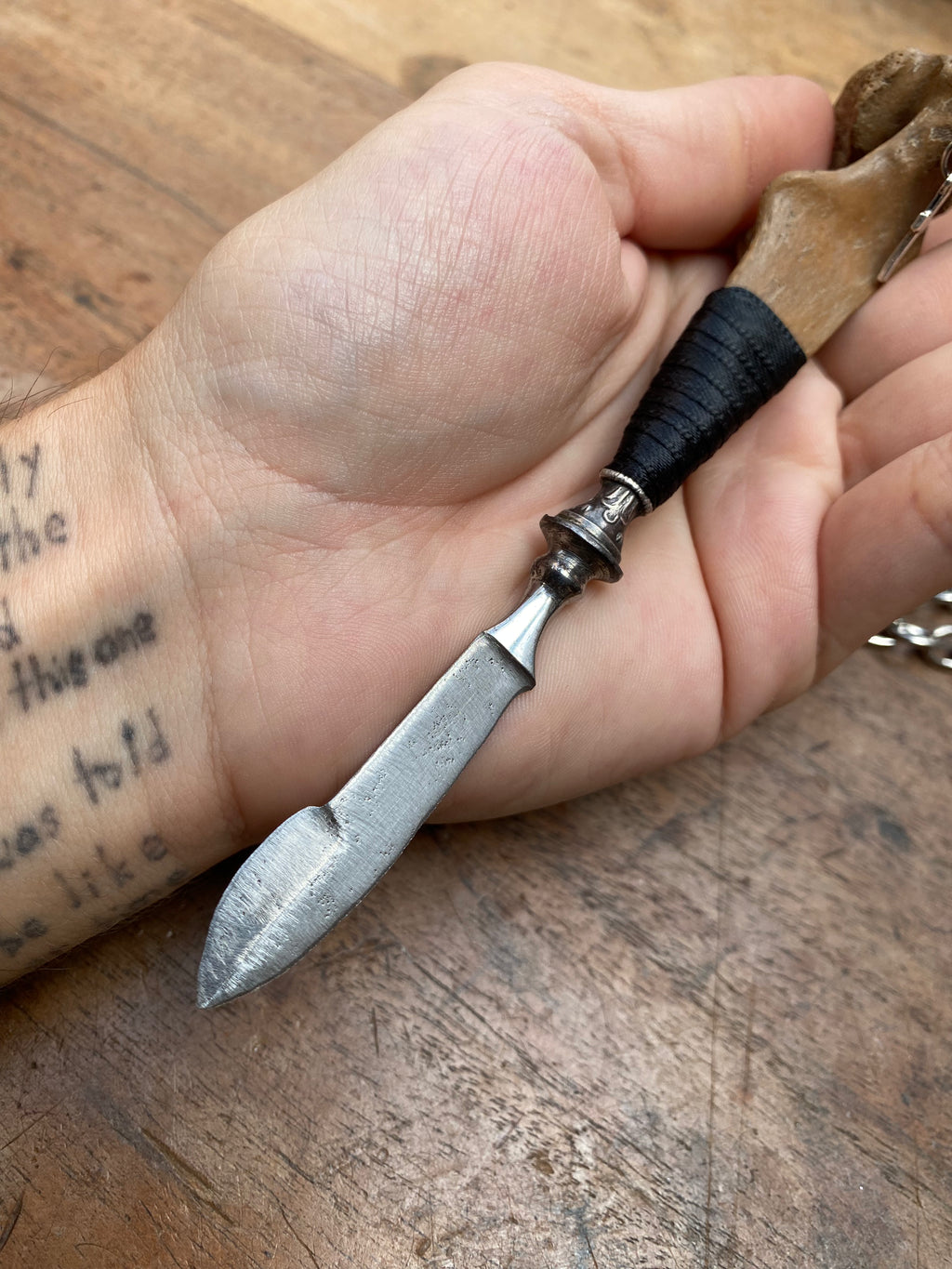 Vertibrae Bone Small Dagger on a Chain Necklace